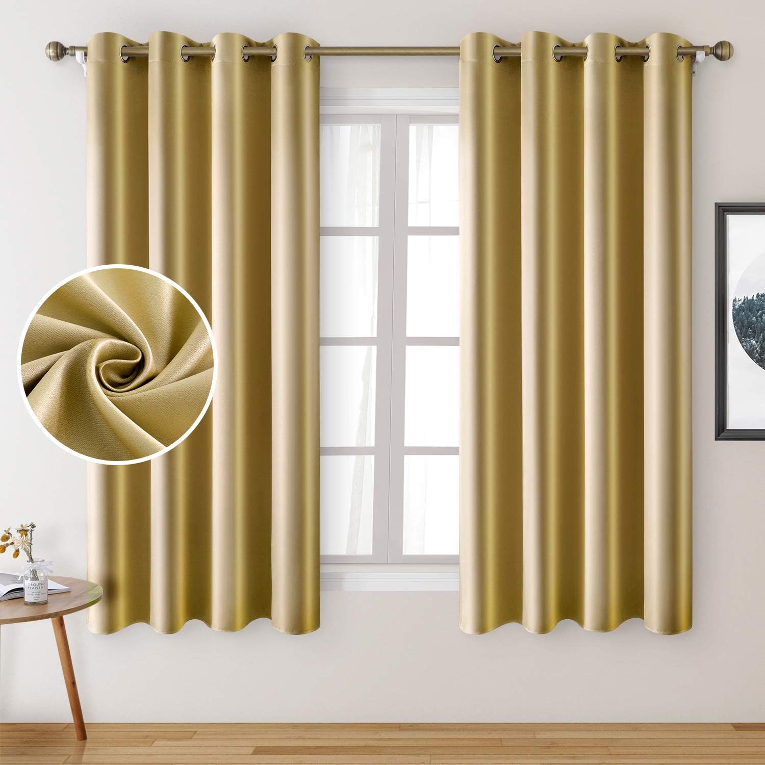 HOMEIDEAS 2paneles de cortina de seda sintética, cortinas opacas para dormitorio
