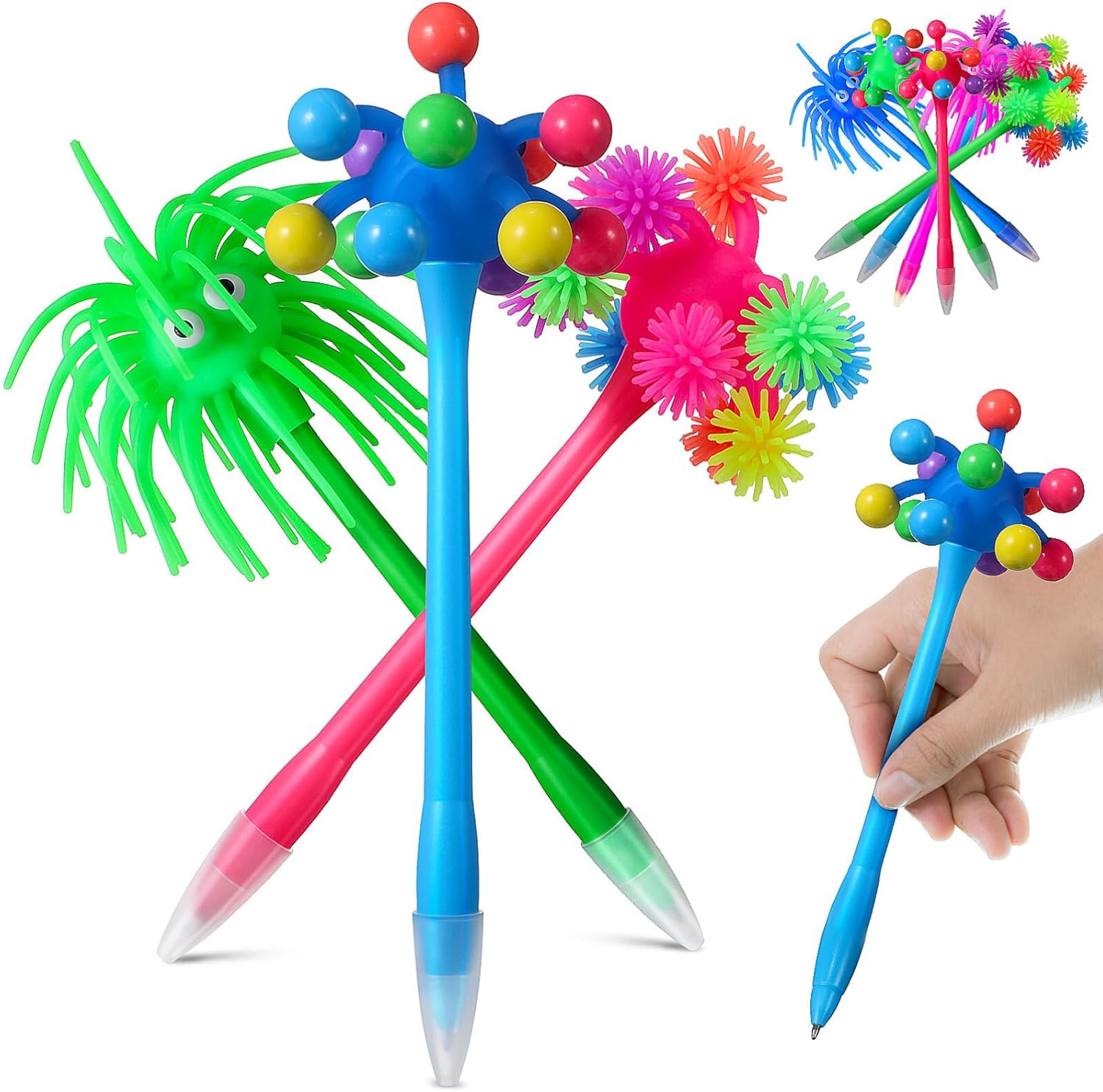Toyvian 9 bolígrafos de bola de estrés, bolígrafos divertidos, bolígrafos de erizo de mar, bolígrafos tontos, bolígrafos con forma de erizo de mar,