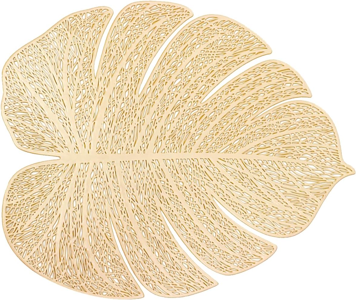 Juego de 6 manteles individuales de vinilo con hojas tropicales, manteles individuales para mesa de cocina, mesa de comedor, vacaciones, boda,
