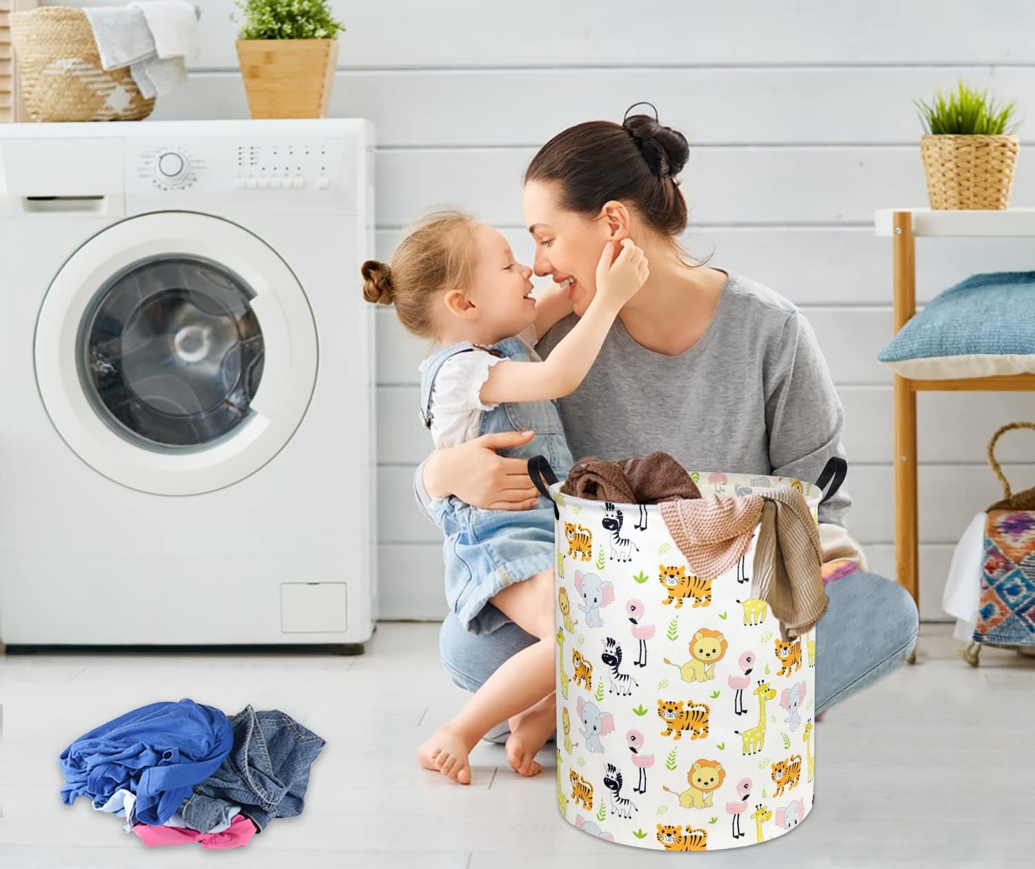 Cesta de lavandería para bebé, cesta de lavandería para niños, lindo contenedor de almacenamiento de juguetes para niños y niñas, decoración de