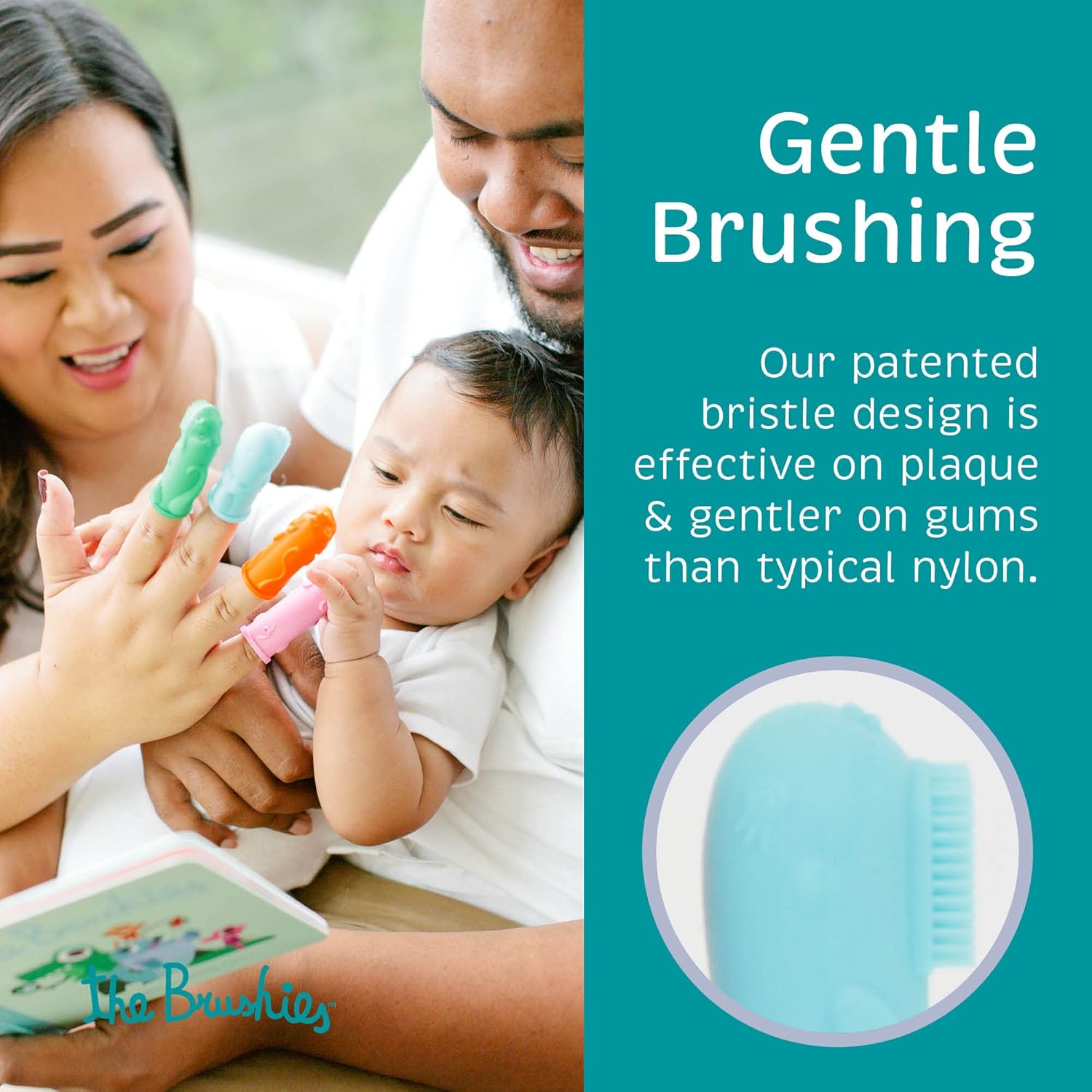 The Brushies Willa The Whale – Cepillo de dientes para niños pequeños, artículo dental, cuidado de dientes y encías juveniles, edades de 4 semanas a