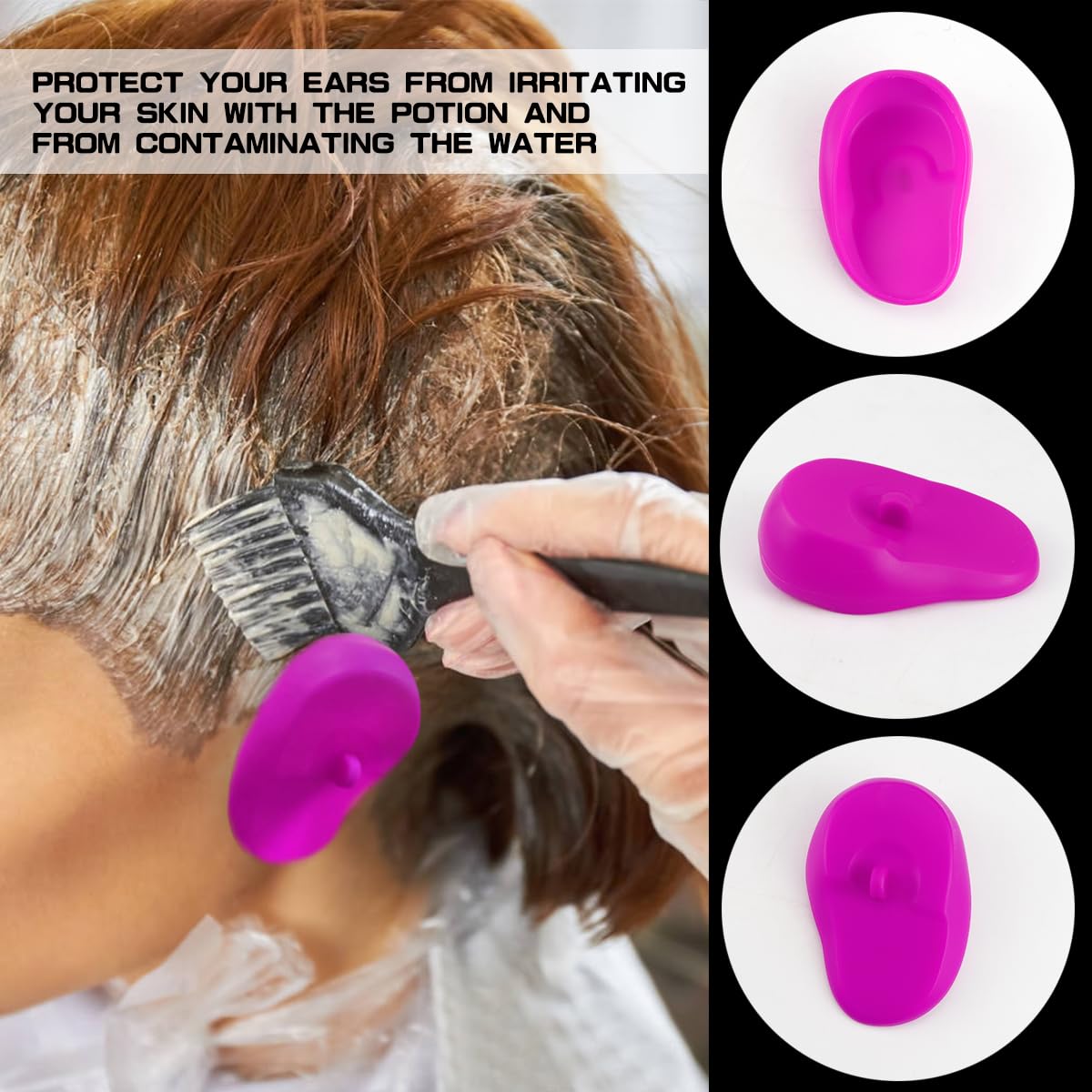 FERCAISH 6 protectores de silicona para los oídos, protectores impermeables para los oídos, duraderos, reutilizables e ideales para peluquería, spa,