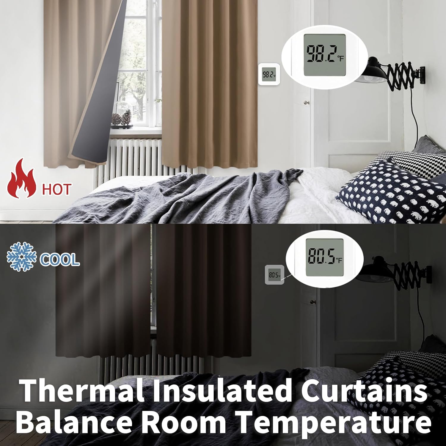 BGment Cortinas opacas 100% con aislamiento térmico para oscurecer la habitación, 54 pulgadas de largo con forro, bolsillo para barra y pestaña