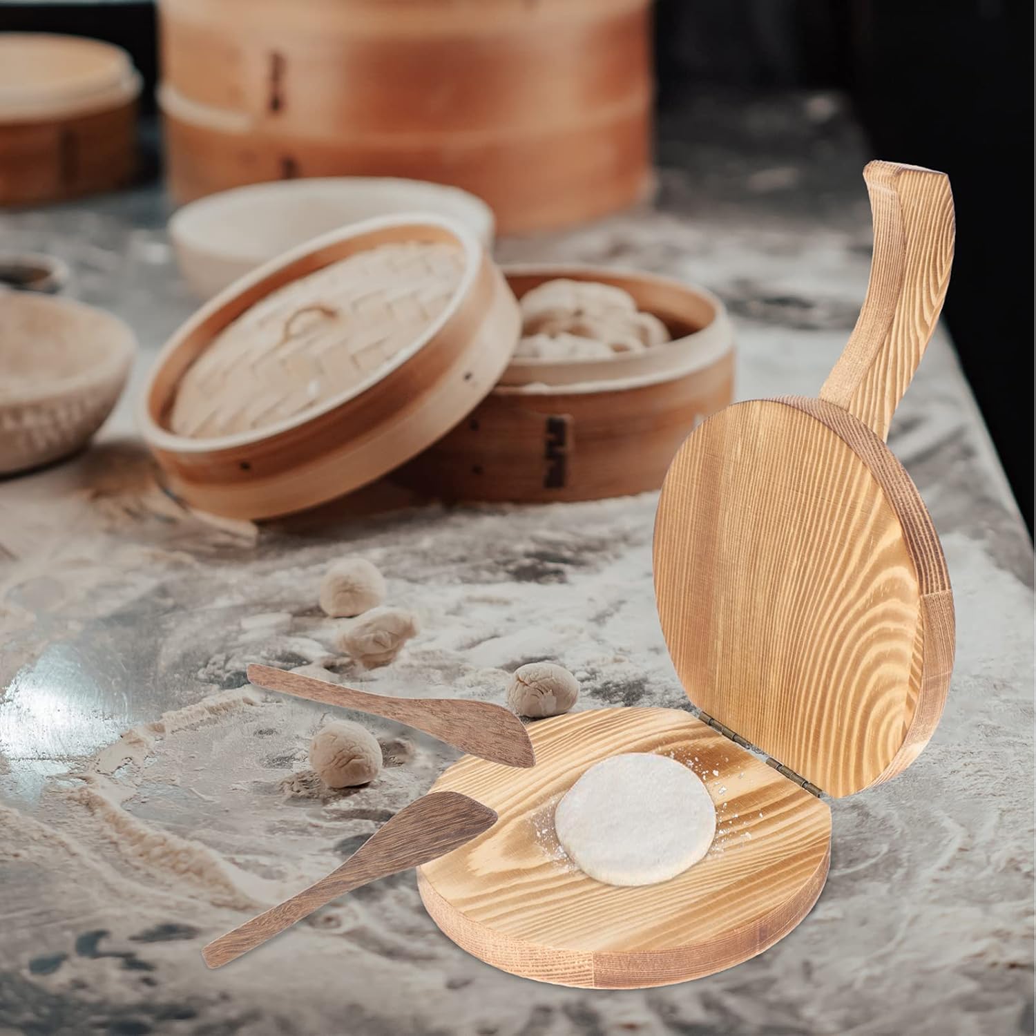 Fabricante de prensa de crepé Máquina de tortilla de madera para hacer albóndigas Máquina para hacer tortillas Herramienta de prensa de masa de