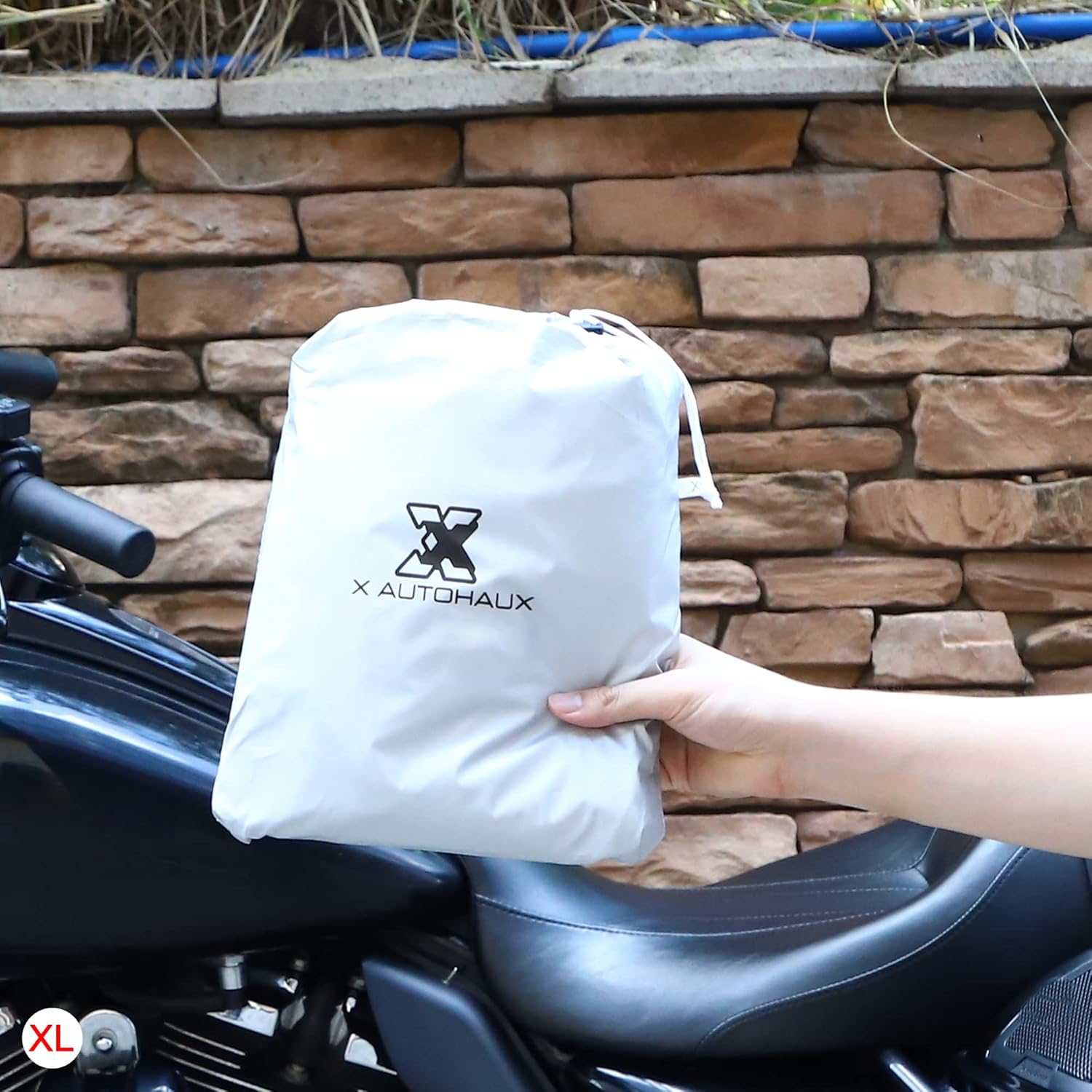 X AUTOHAUX Funda para motocicleta, ligera, media cubierta, impermeable, para exteriores, lluvia, polvo, color plateado, tamaño XL, para la mayoría