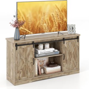 Tangkula Soporte de TV con puerta corrediza de granero para televisores de hasta 65 pulgadas, centro de entretenimiento de granja con estantes Tangkula Soporte de TV con puerta corrediza de granero para televisores de hasta 65 pulgadas, centro de entretenimiento de granja con estantes