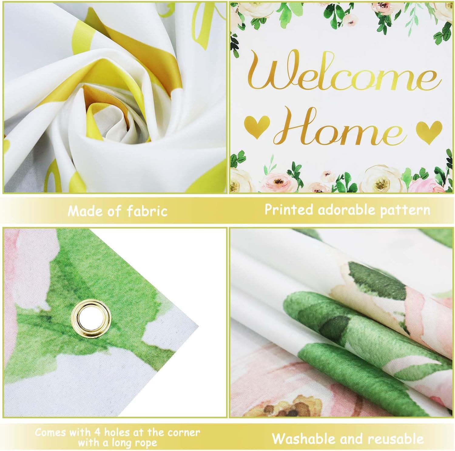 Vlipoeasn Elegante pancarta de bienvenida a casa, decoración de fiesta blanca con texto en inglés “We Missed You So Much”, suministros patrióticos