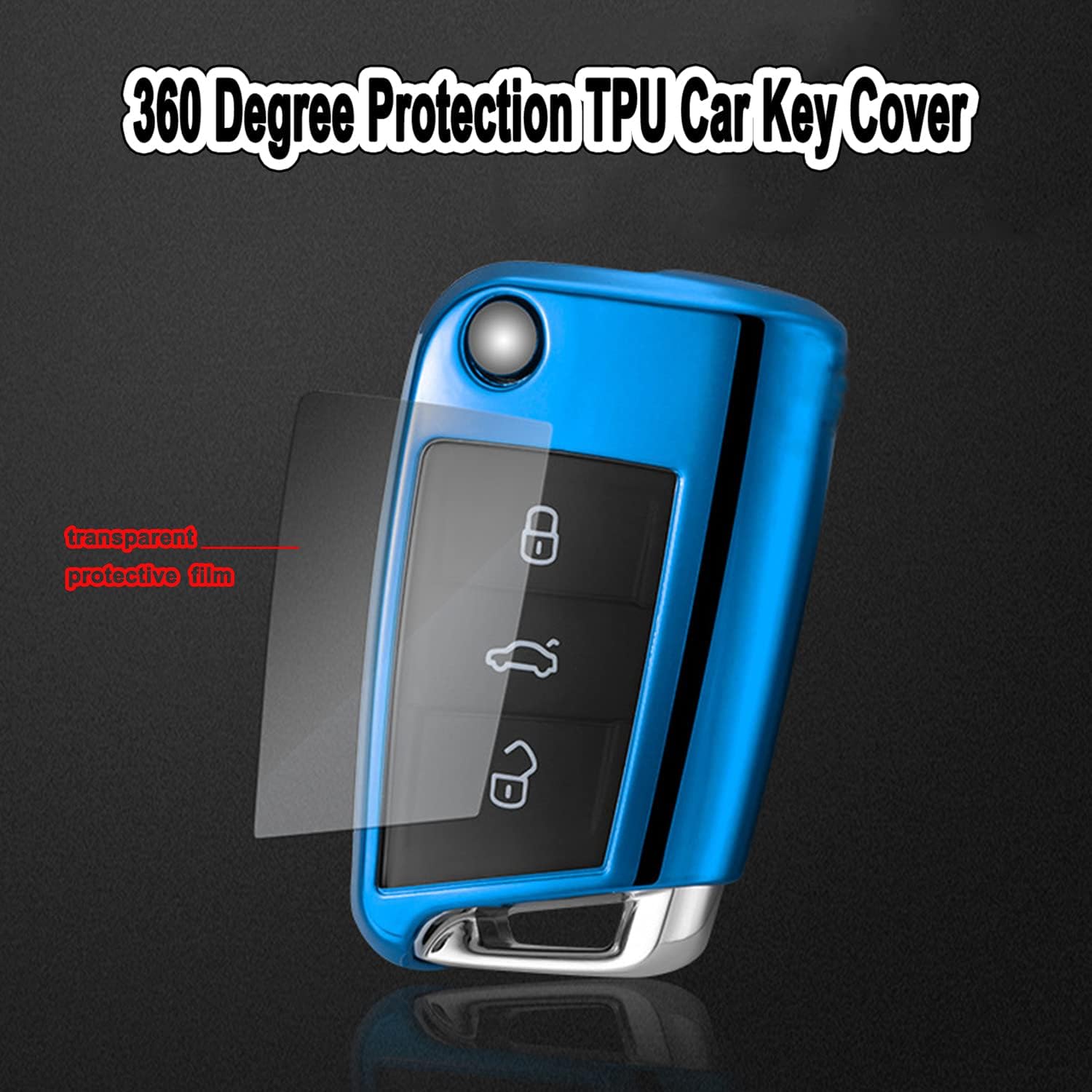 Funda para llavero Volkswagen de protección completa TPU suave para llave inteligente, compatible con VW 2016-2017 Golf Polo GTI 2018 2019 Tiguan