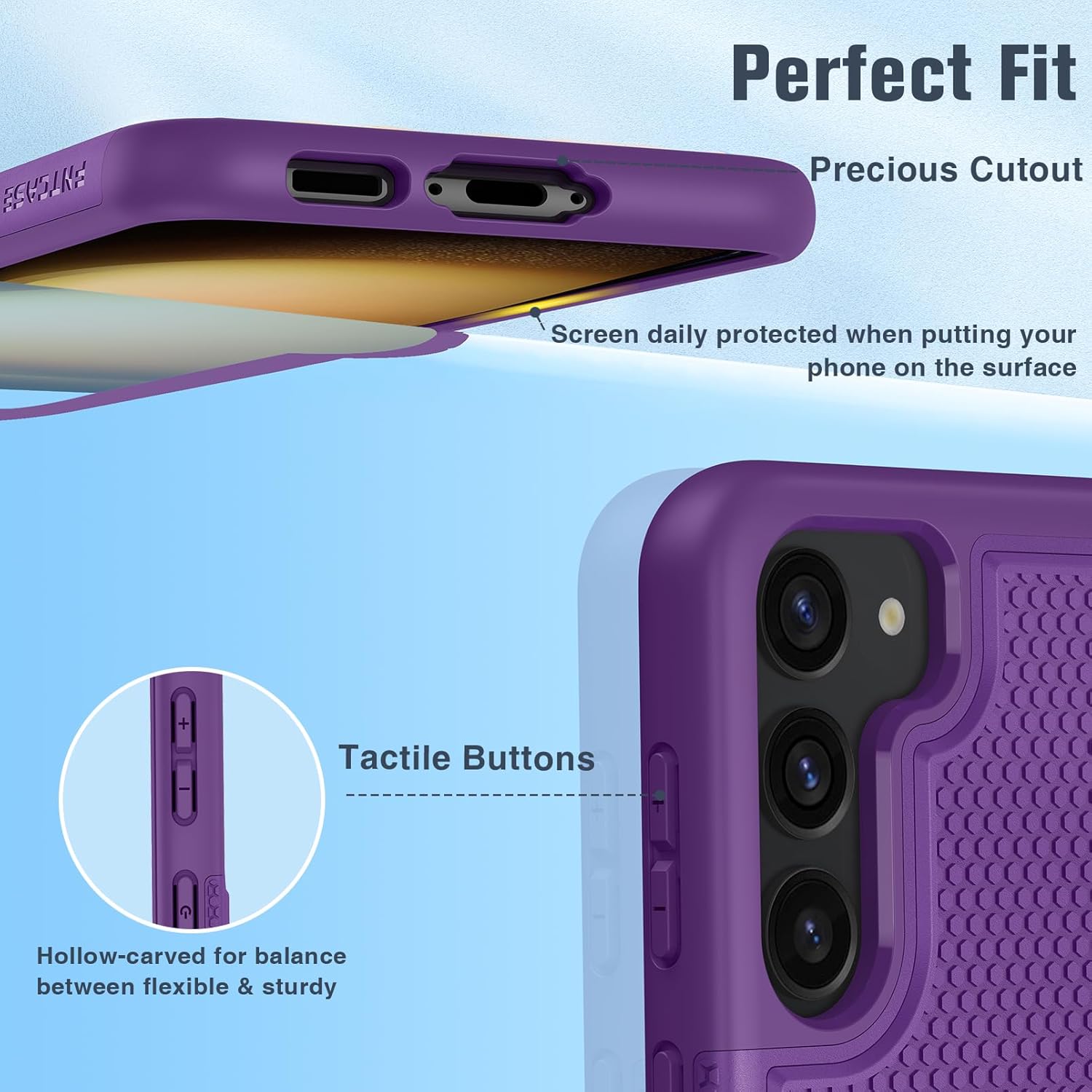 FNTCASE Funda para Samsung Galaxy S23 funda protectora de doble capa resistente para teléfono celular, a prueba de golpes, con textura