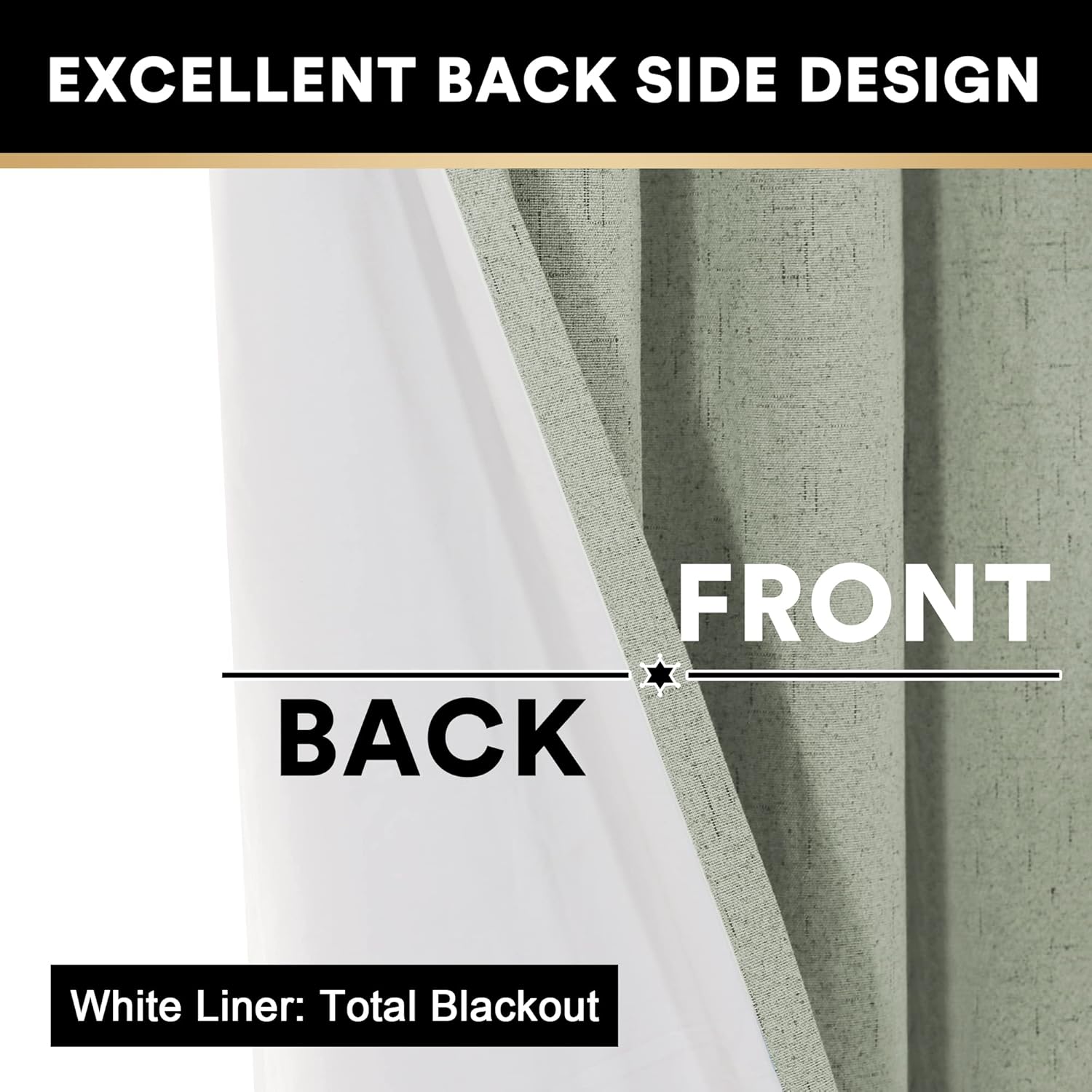 Primitive – Cortinas opacas 100% de lino texturizado natural para dormitorio, sala de estar, cortinas para ahorra energía, tela de arpillera con