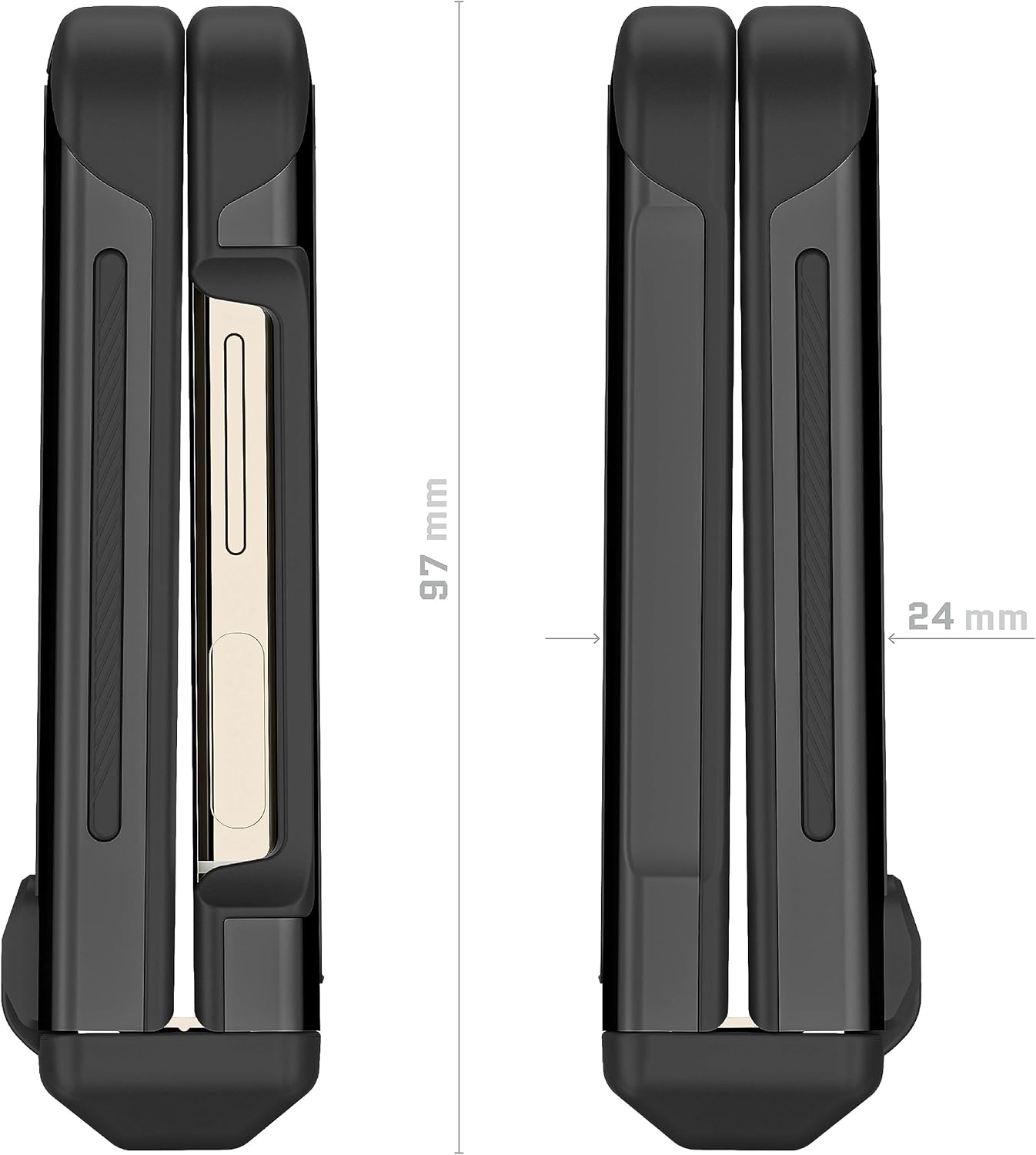Ghostek ATOMIC – Funda delgada para Galaxy Z Flip5 transparente con parachoques de metal de aluminio negro de primera calidad, resistente,