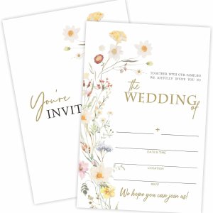 Invitaciones de boda florales, 25 invitaciones de boda de flores silvestres bohemias con sobres, invitaciones de estilo de relleno de doble cara Invitaciones de boda florales, 25 invitaciones de boda de flores silvestres bohemias con sobres, invitaciones de estilo de relleno de doble cara