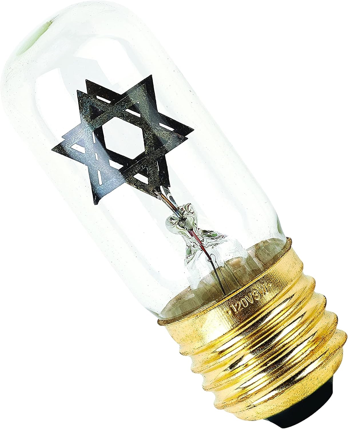 Zion Judaica – Lámpara eléctrica Yahrtzeit de latón grabada en memoria amorosa, lámpara conmemorativa judía electrónica con bombilla parpadeante de