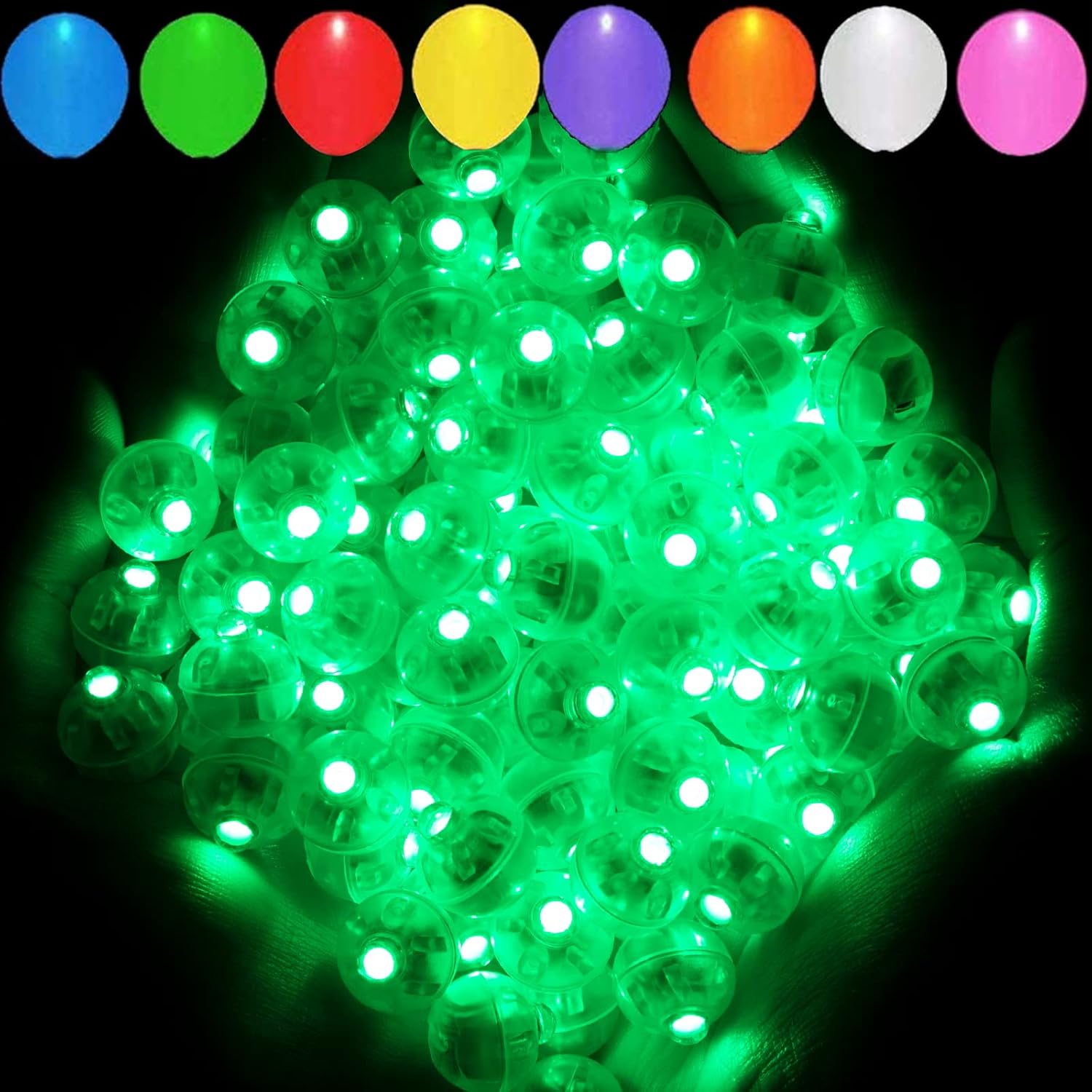 Aogist 100 luces de globo verde, mini bola impermeable de largo tiempo de espera, lámpara LED redonda para linterna de papel, fiesta, boda,