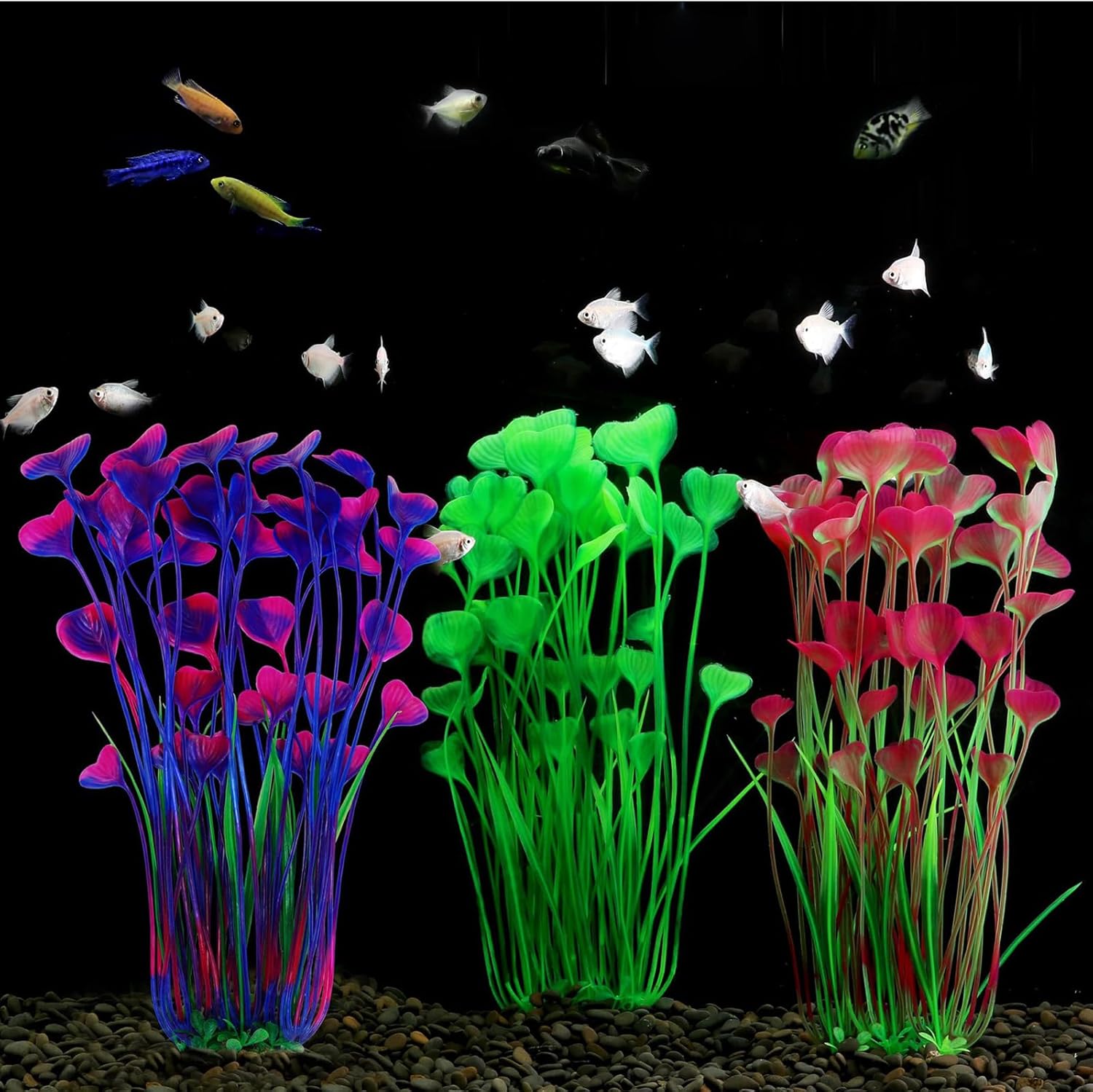 Ismeally 2 plantas grandes de acuario de agua dulce de 16 pulgadas de plástico artificial, plantas de decoración para peceras (verde)
