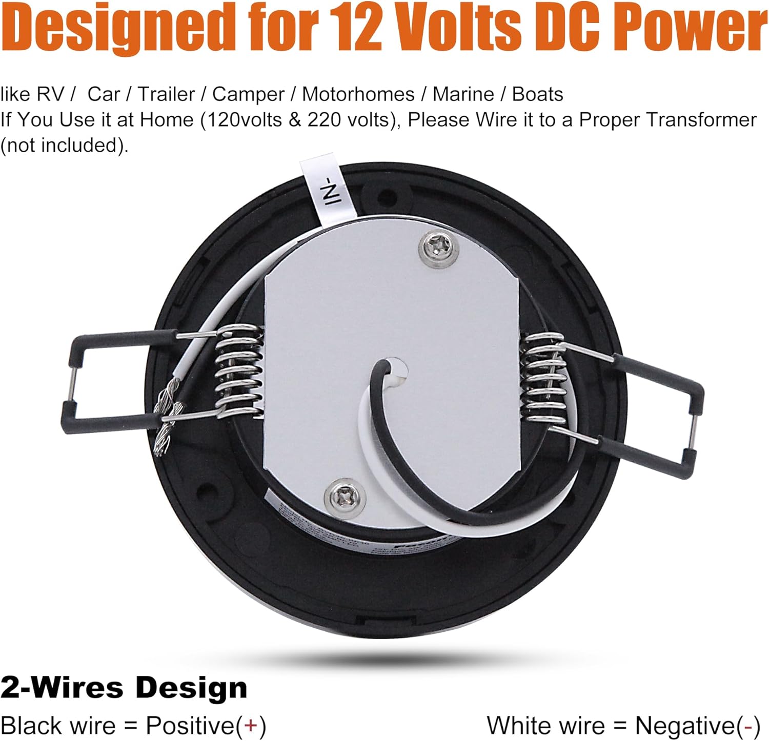 Facon Luz LED de disco de 3 pulgadas, 12 V, súper delgada, empotrada, luz interior de 12 voltios para casas rodantes, caravanas, caravanas,