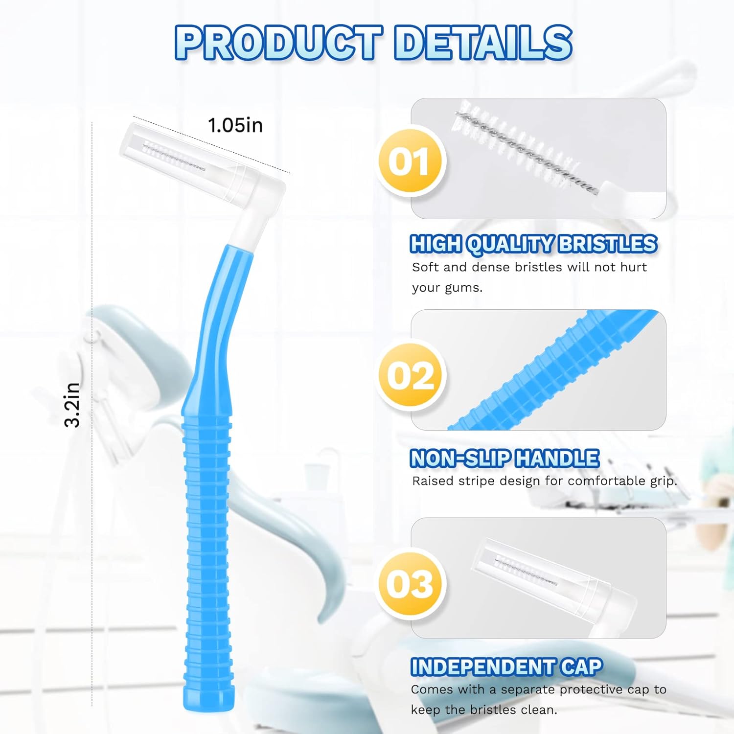 Annhua 60 cepillos interdentales con mango antideslizante, cepillo interespacial con tapa, cepillos de hilo dental (rosa, morado, azul, verde, rojo,