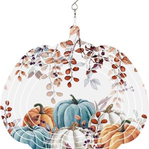 Molinillo de viento de otoño, calabaza, hoja de eucalipto, de acero inoxidable, para patio y jardín, acuarela, calabaza, esculturas de viento, 8 Molinillo de viento de otoño, calabaza, hoja de eucalipto, de acero inoxidable, para patio y jardín, acuarela, calabaza, esculturas de viento, 8