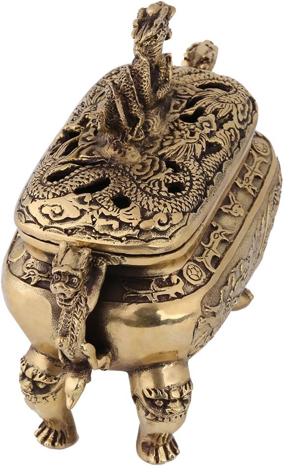 Quemador de incienso de carbón, 1 unidad, soporte de incienso de bronce antiguo, cobre, dragón chino, quemador de incienso para decoración del hogar