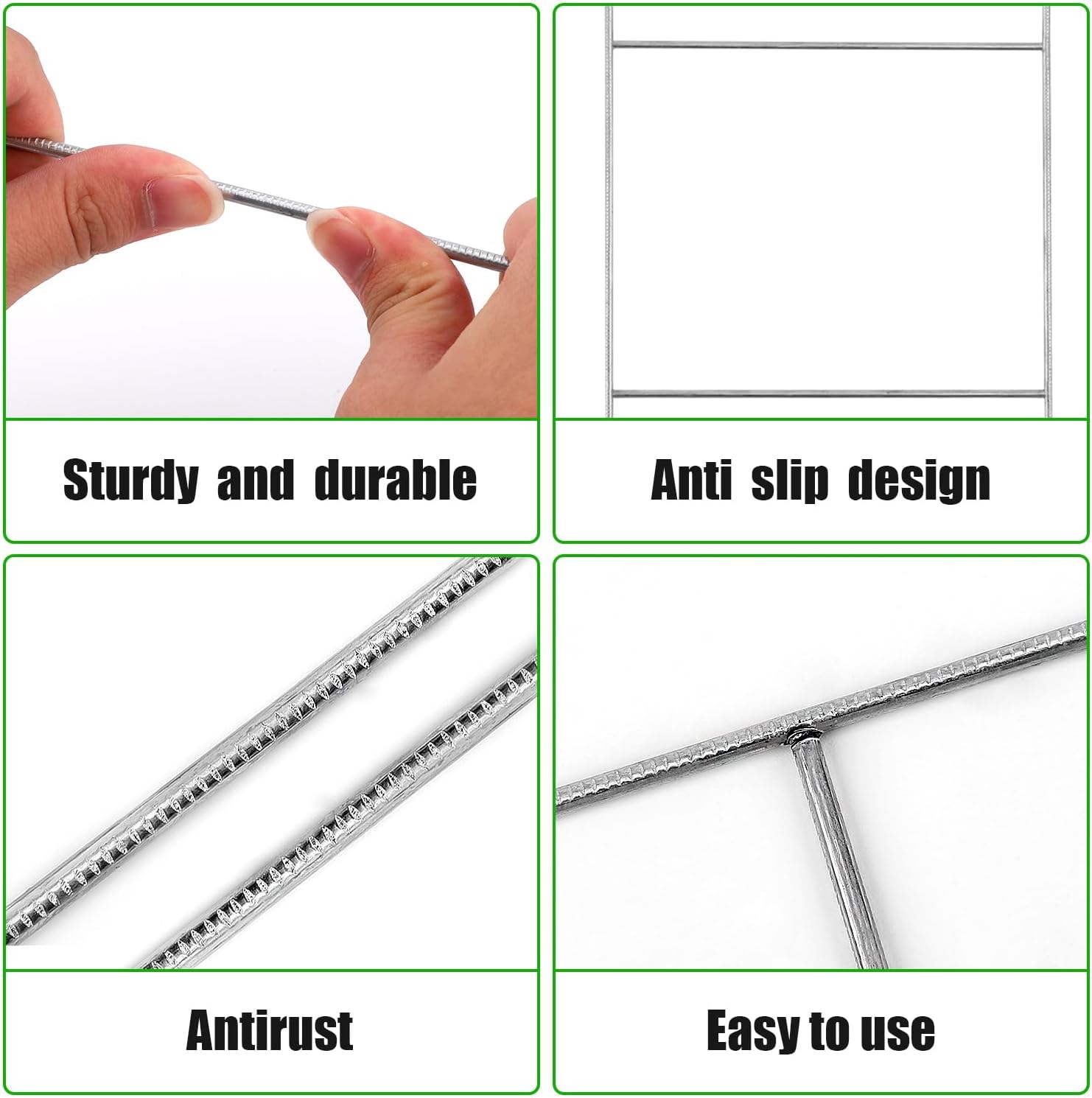 10 estacas para letreros de patio, marco de 16.5 x 7 pulgadas, estacas de alambre resistentes para patio, estacas de metal para carteleras, soportes