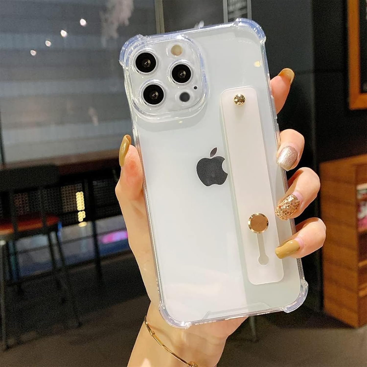 siduater Funda con correa para iPhone 15 Pro de 6.1 pulgadas con soporte, funda protectora de TPU suave y transparente a prueba de golpes,