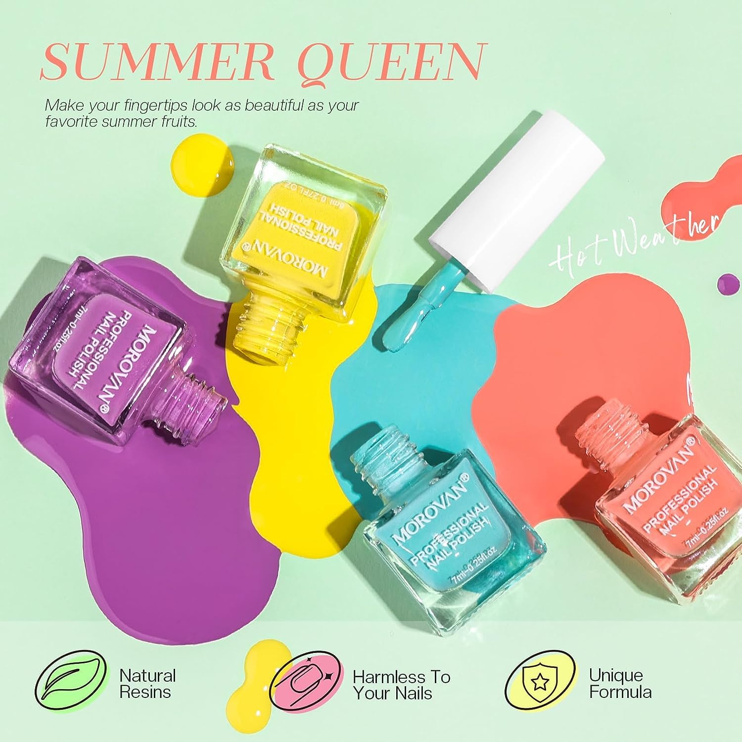 Morovan Juego de esmaltes de uñas Kit de esmalte de uñas de 15 colores, esmalte de uñas brillante, kit de esmalte de uñas de color arco iris para