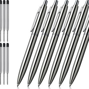 6 bolígrafos retráctiles de metal, para regalo, negocios, oficina, tinta negra de punta media de 0.039 in, 12 extras de repuestos de metal 6 bolígrafos retráctiles de metal, para regalo, negocios, oficina, tinta negra de punta media de 0.039 in, 12 extras de repuestos de metal