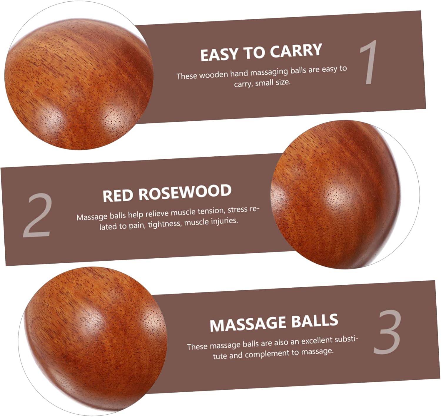 Kisangel 2 unids bola de salud Balonmano Bolas de masaje de madera Red Deep Tissue Masaje Pie Rodillo de mano Balonmano Madera Regalos de Hockey
