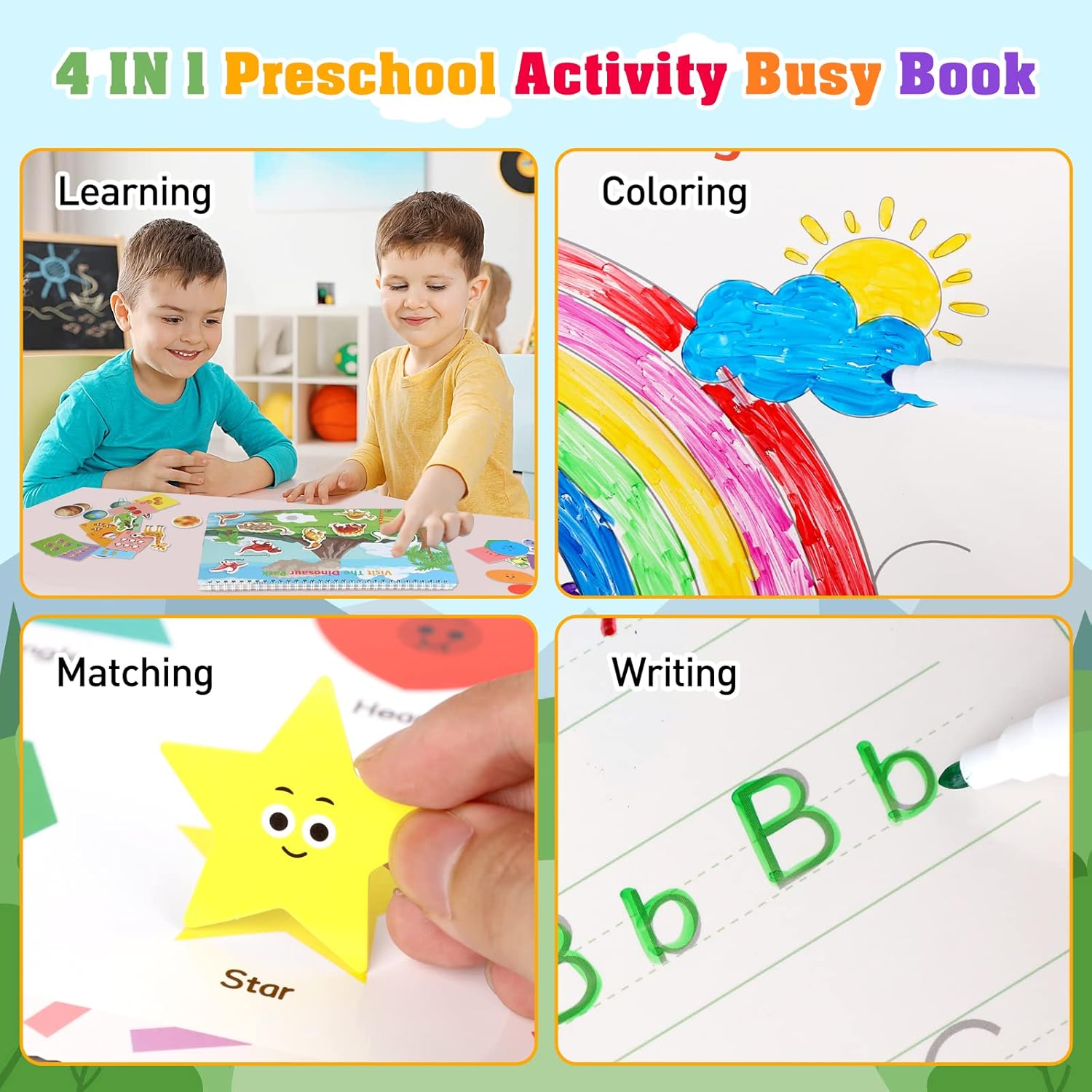 Arthopt Libro ocupado, 32 páginas Montessori Libro ocupado para niños pequeños, materiales de aprendizaje para autismo, juguetes educativos,