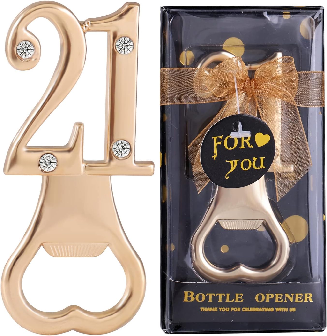 Paquete de 36 abrebotellas de cumpleaños número 21 para fiestas de cumpleaños número 21, recuerdos de aniversario de boda, recuerdos, regalos de