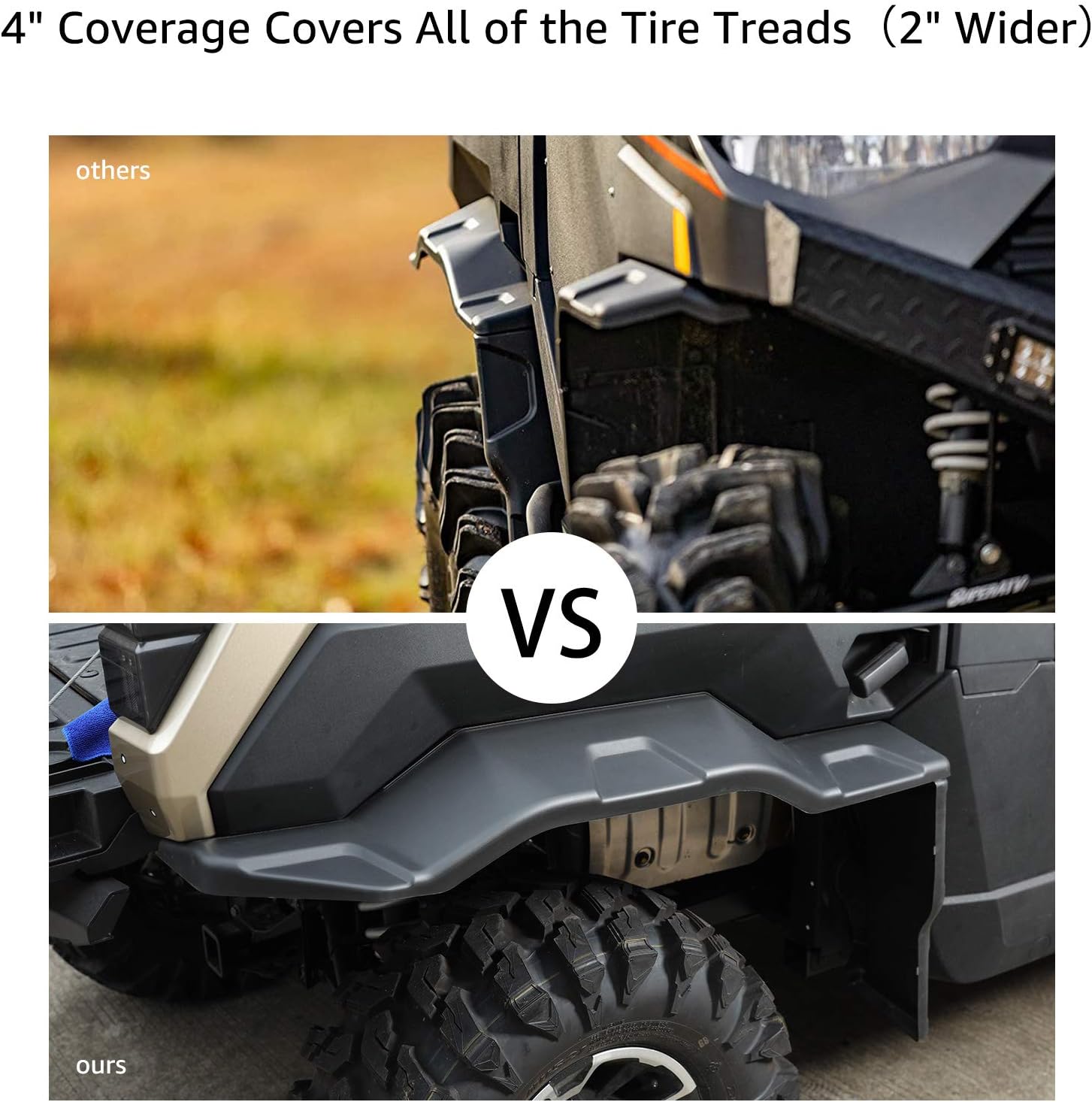 A & UTV PRO Guardabarros extendidos más anchos para Polaris Ranger XP 1000Northstar Edition 2018-2024, delanteros y traseros XXL resistentes, 8