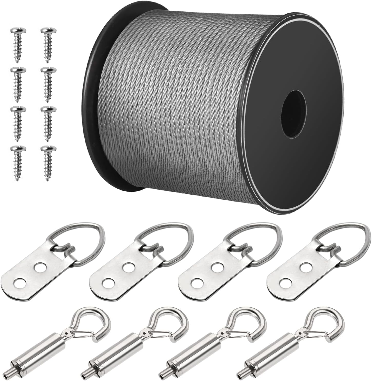 Cuerda de alambre, alambre para colgar fotos, 50 libras, kit de cuerda de alambre 116 que incluye alambre de imagen de 98.4 pies, 4 ganchos de
