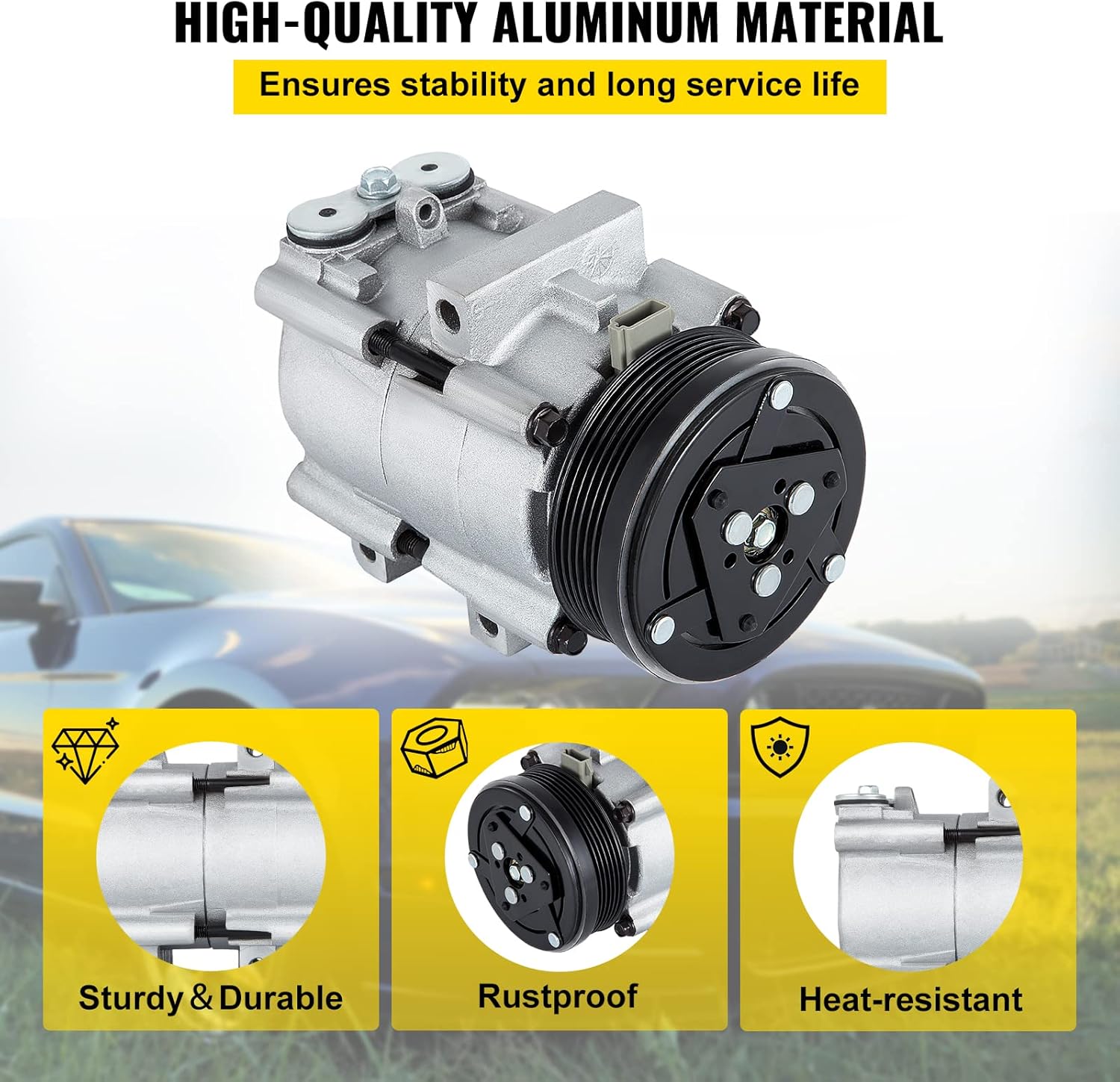 Mophorn CO 101290C (4L3Z19703AB) Compresor de aire acondicionado universal para 93-07 Lincoln Mercury Thunderbird F150 4.2L 4.6L 5.4L 6.8L FS10 AC