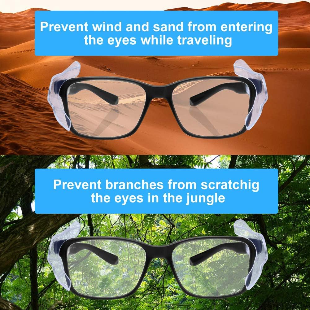 2 pares de protectores laterales de seguridad para gafas, flexibles y transparentes antideslizantes en los laterales, se adapta a lentes pequeños a