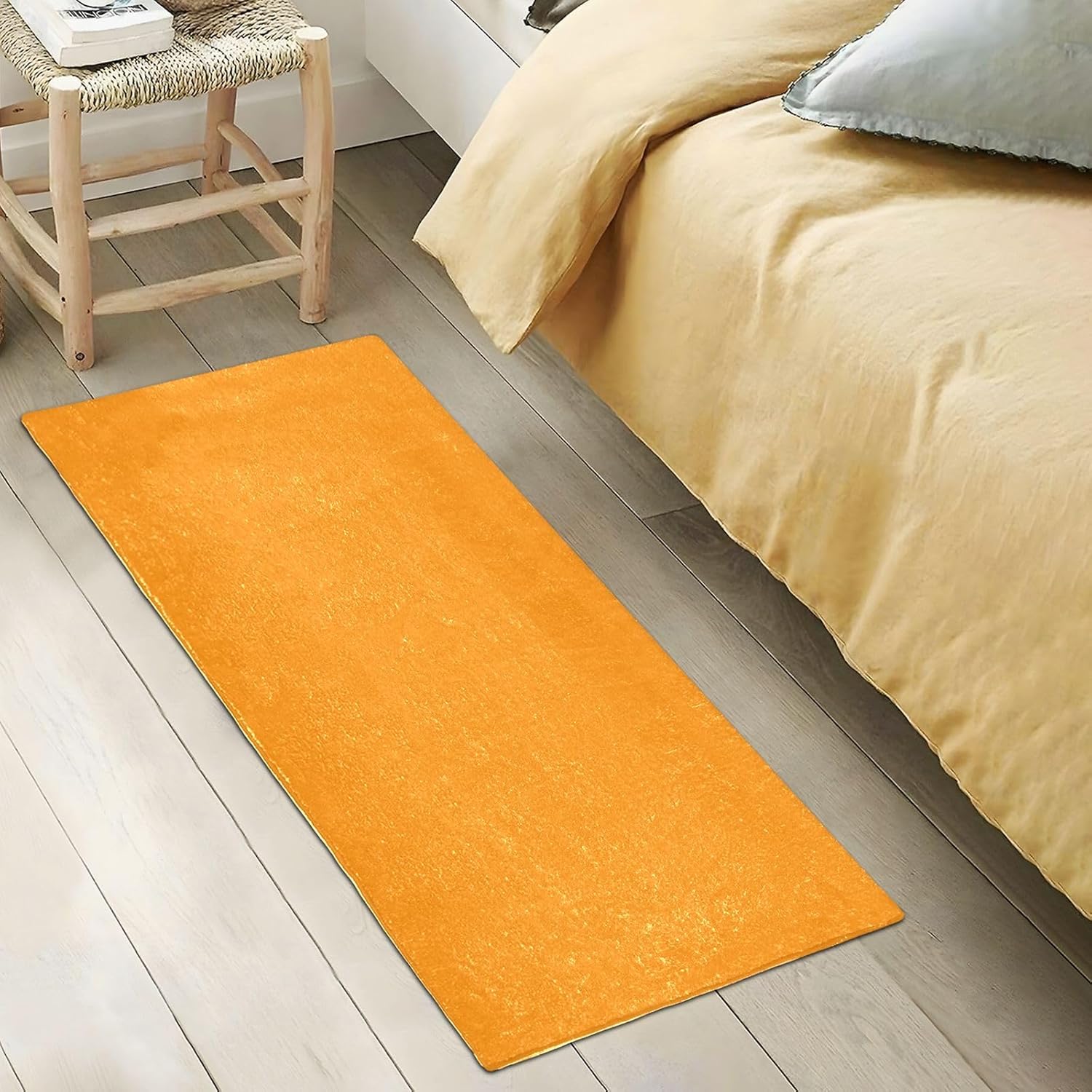 Tapetes de baño de felpa naranja oscuro, parte trasera de goma antideslizante, lavable a máquina, tapete absorbente de agua para baño, 39 x 20