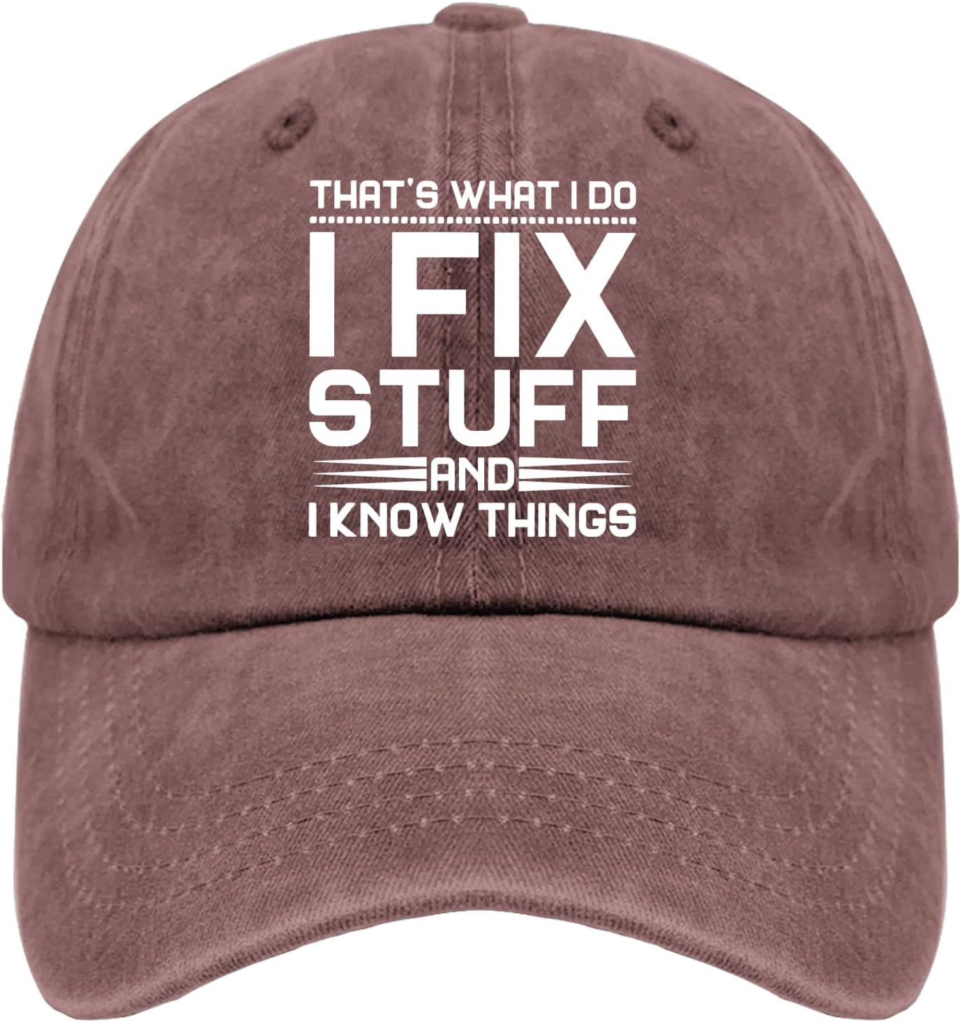 That’s Whats I Do I Fix Stuff and I Know Things – Sombreros desgastados para hombre, de mezclilla lavada, ajustables, con correa trasera