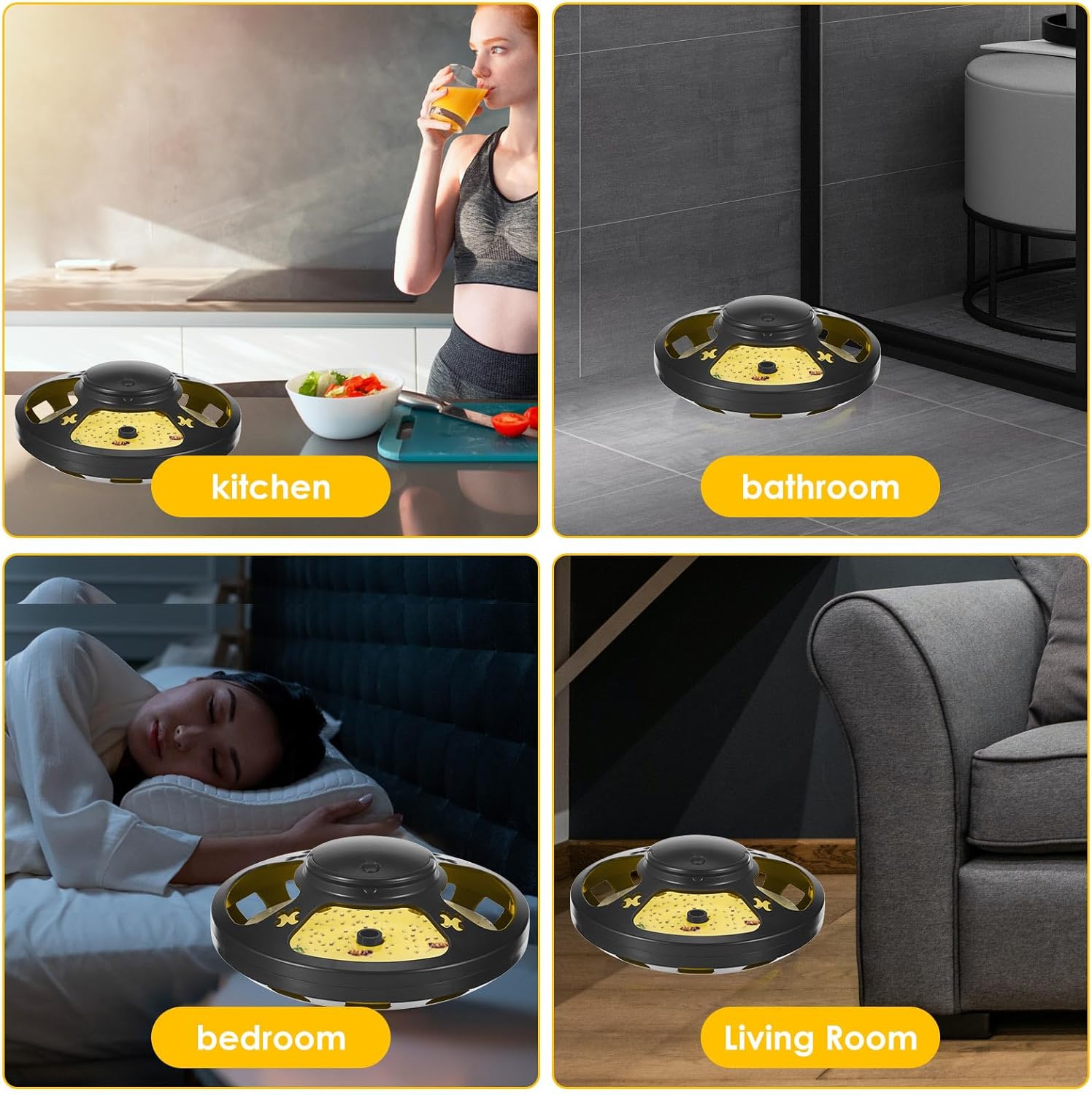 Paquete de 2 trampas para pulgas para el interior de tu hogar, trampa de mosquitos para casa, luz nocturna UV, atrapador de insectos con 10 trampas