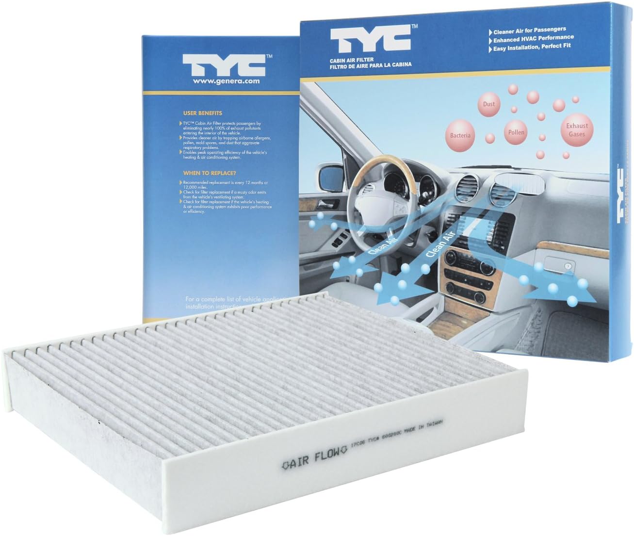 TYC 800200C – Filtro de aire de cabina de repuesto compatible con PORSCHE, 1 unidad (paquete de 1)