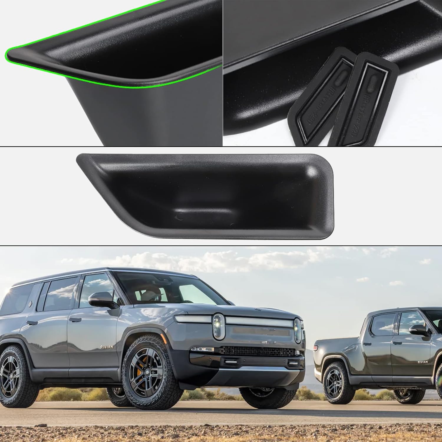 Jaronx Bandeja organizadora lateral de puerta RIVIAN 2022 2023 2024, caja de almacenamiento para puerta delantera para RIVIAN R1SRIVIAN R1T