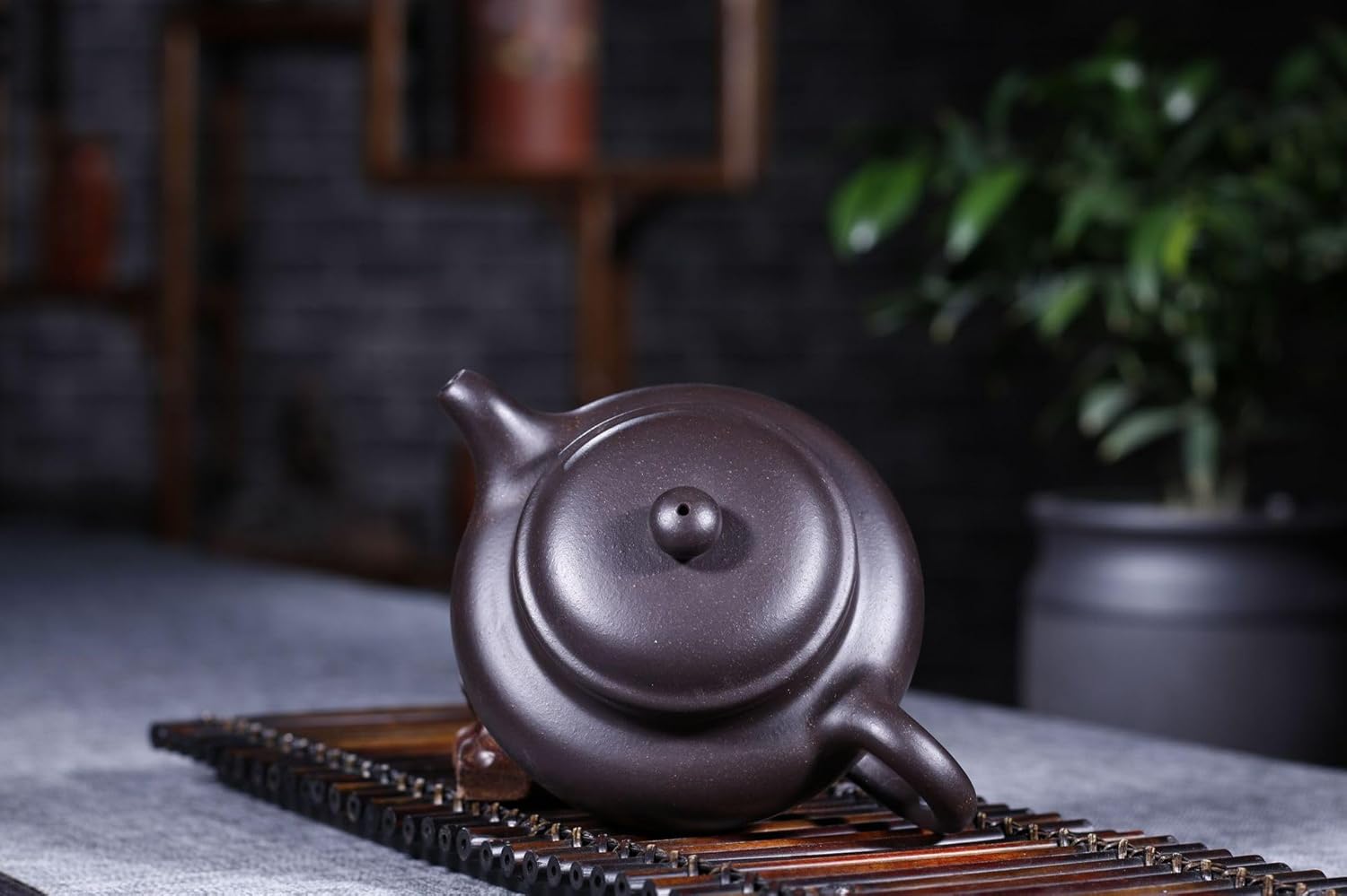 Tetera china de 10 oz cerámica de arcilla Zisha hecha a mano Fanggu Tea Pot Cerámica Barro negro Heijingang Kungfu Hervidor (negro)