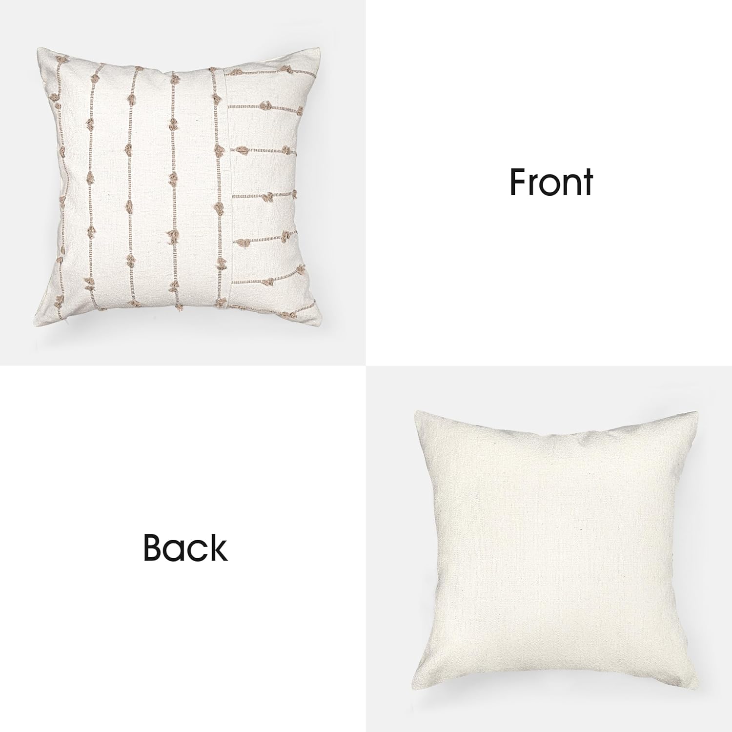 AELS Juego de 2 fundas de almohada decorativas de lino bohemio de 20 x 20 pulgadas, fundas de almohada modernas con textura de granja, funda de