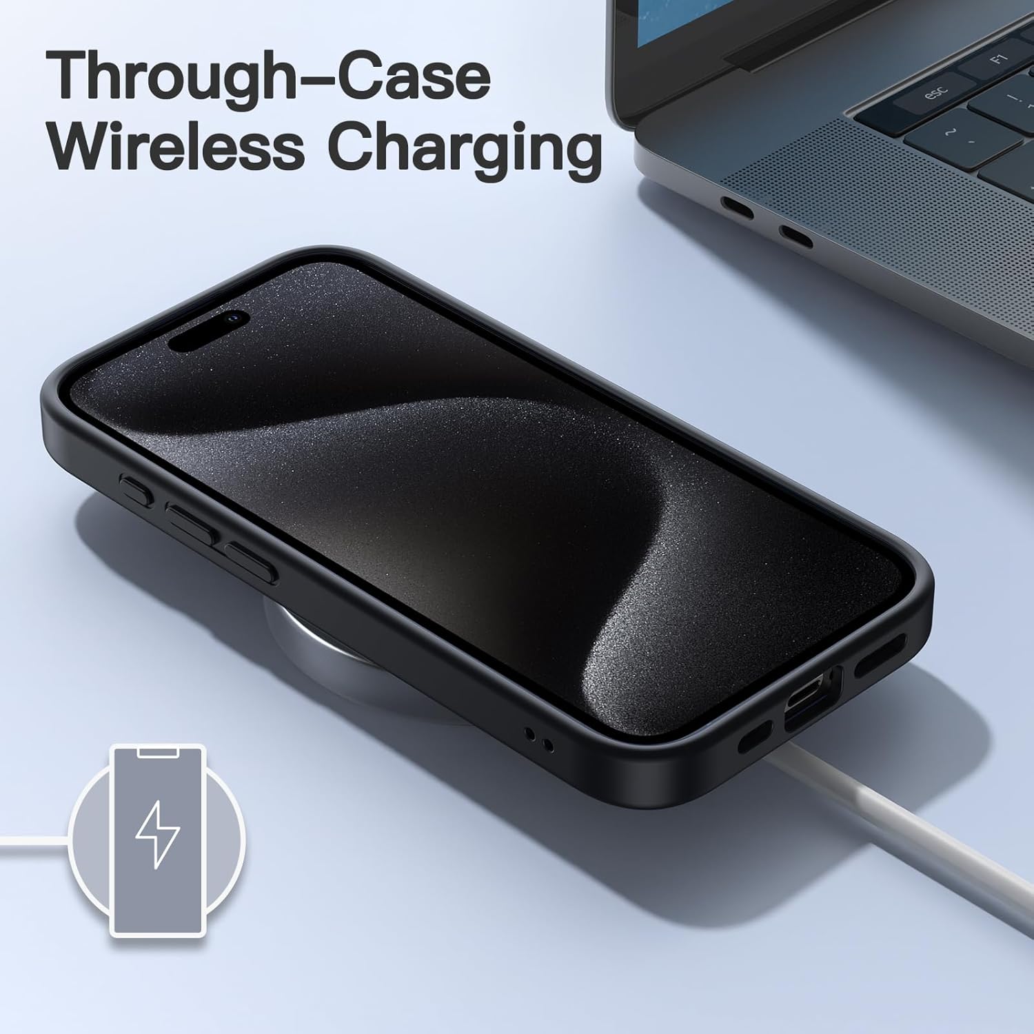 JETech Funda mate para iPhone 15 Pro Max de 6.7 pulgadas, a prueba de golpes, protección contra caídas de grado militar, cubierta trasera
