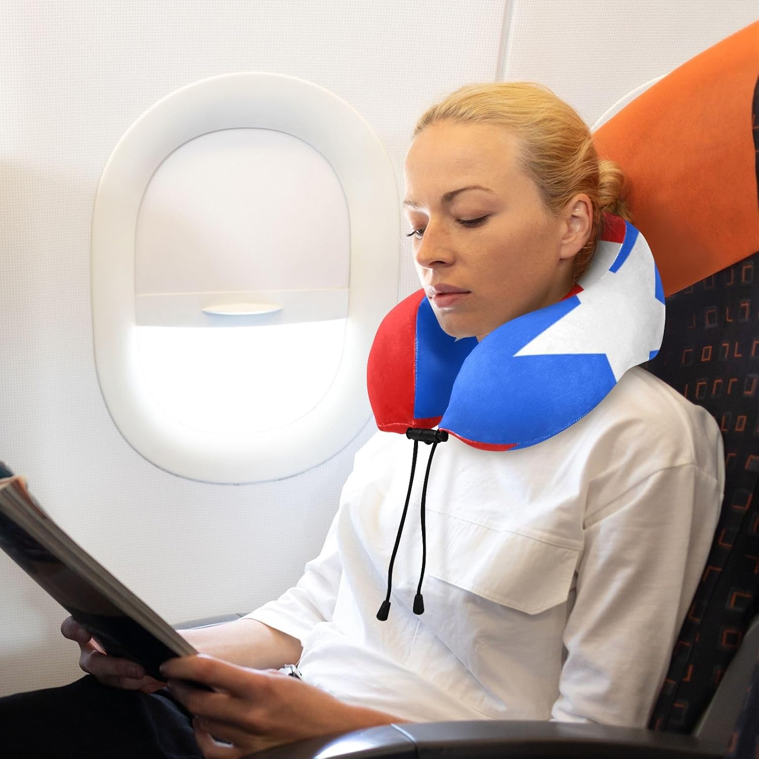 ZOEO Almohada de viaje para cabeza de cuello, bandera de Puerto Rico, acolchado de espuma viscoelástica, para dormir, avión, trenes, coches,