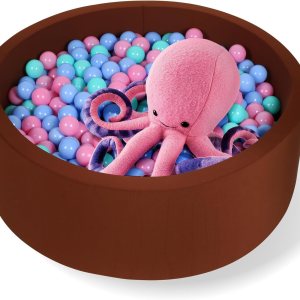 Pozo de bolas para pelotas de 35.4 x 11.8 pulgadas, redondo de espuma para niños pequeños, equipo de juego suave, pelotas no incluidas (marrón Pozo de bolas para pelotas de 35.4 x 11.8 pulgadas, redondo de espuma para niños pequeños, equipo de juego suave, pelotas no incluidas (marrón