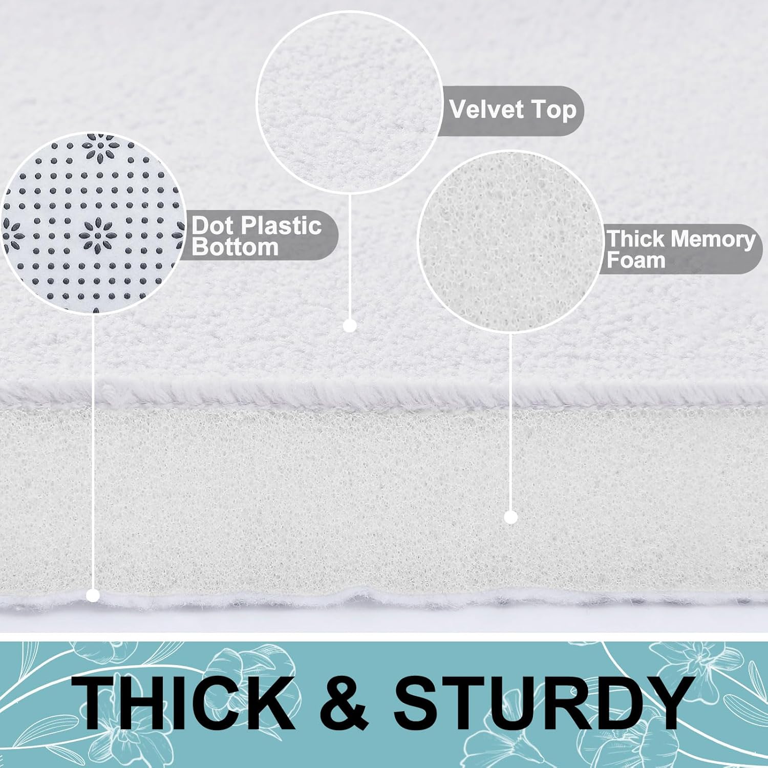 Smiry – Tapete de baño de espuma viscoelástica, supersuave, absorbente, antideslizante, alfombra para el suelo del baño, 32 x 20 pulgadas, color