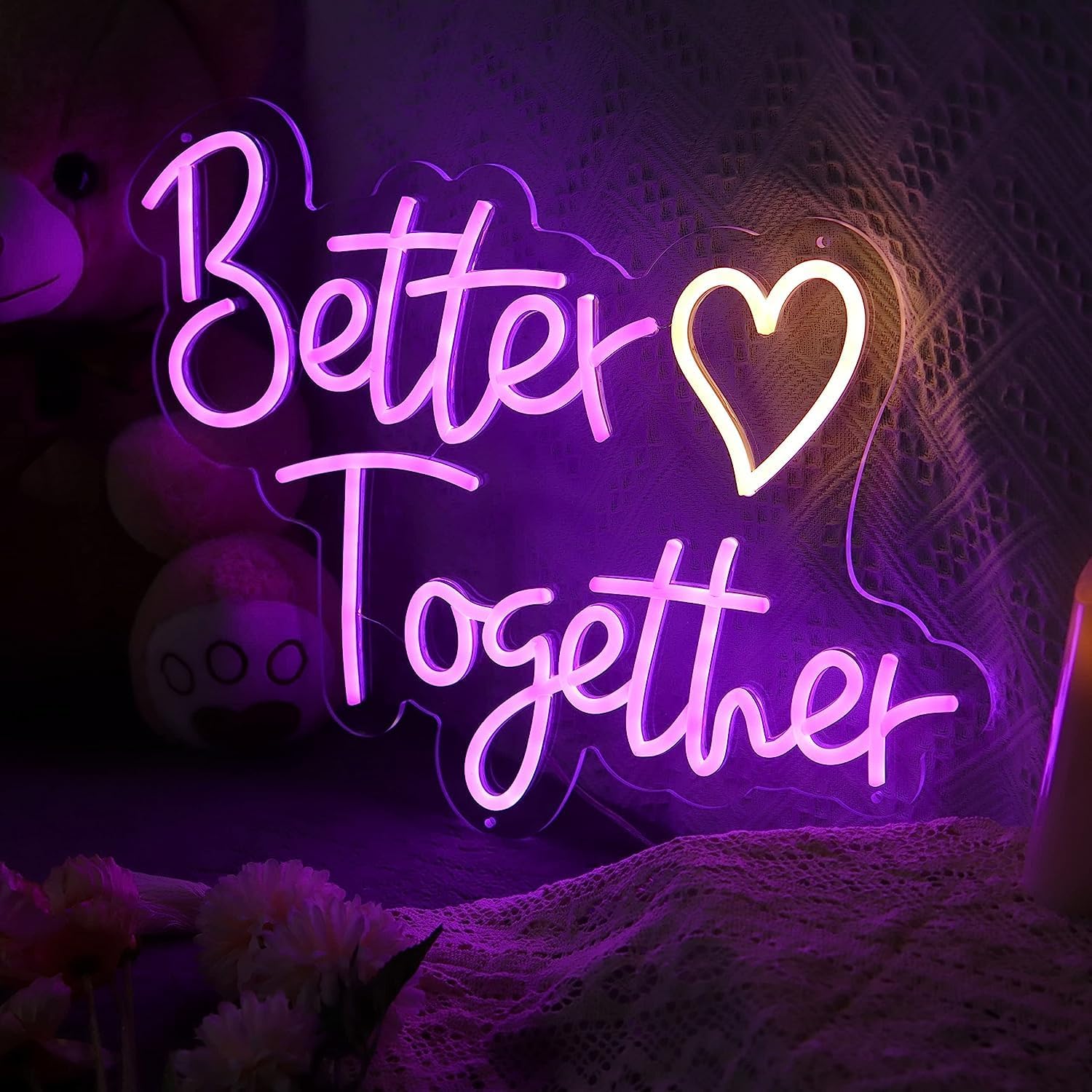 Letrero de neón con texto en inglés Better Togethers de Better Together, letras de neón para decoración de pared, dormitorio, decoración del hogar,