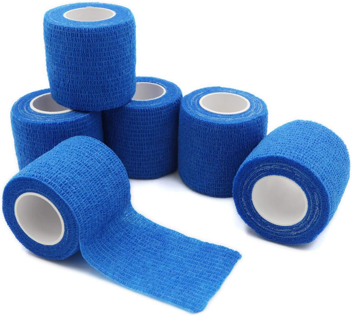 Vendajes cohesivos autoadherentes de primeros auxilios, vendaje cohesivo de cinta de primeros auxilios, vendajes coloridos (2 pulgadas x 5 yardas, 6