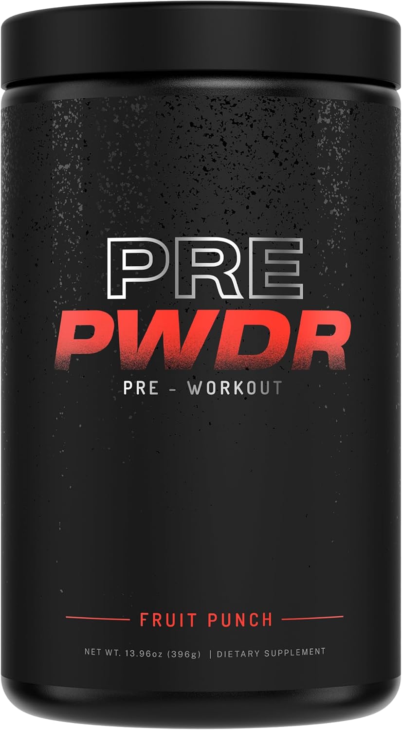 PWDRS Polvo pre-entrenamiento, totalmente natural para energía, bombeo, resistencia y fuerza, con cafeína (ponche de fruta)