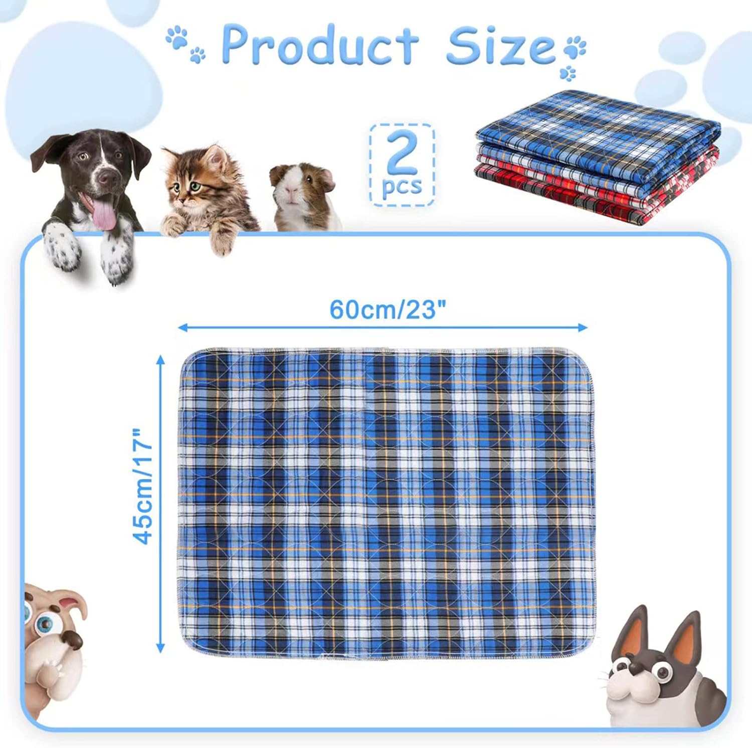 Almohadillas lavables para orina para animales pequeños, impermeables, reutilizables, almohadillas de entrenamiento para cachorros, almohadillas