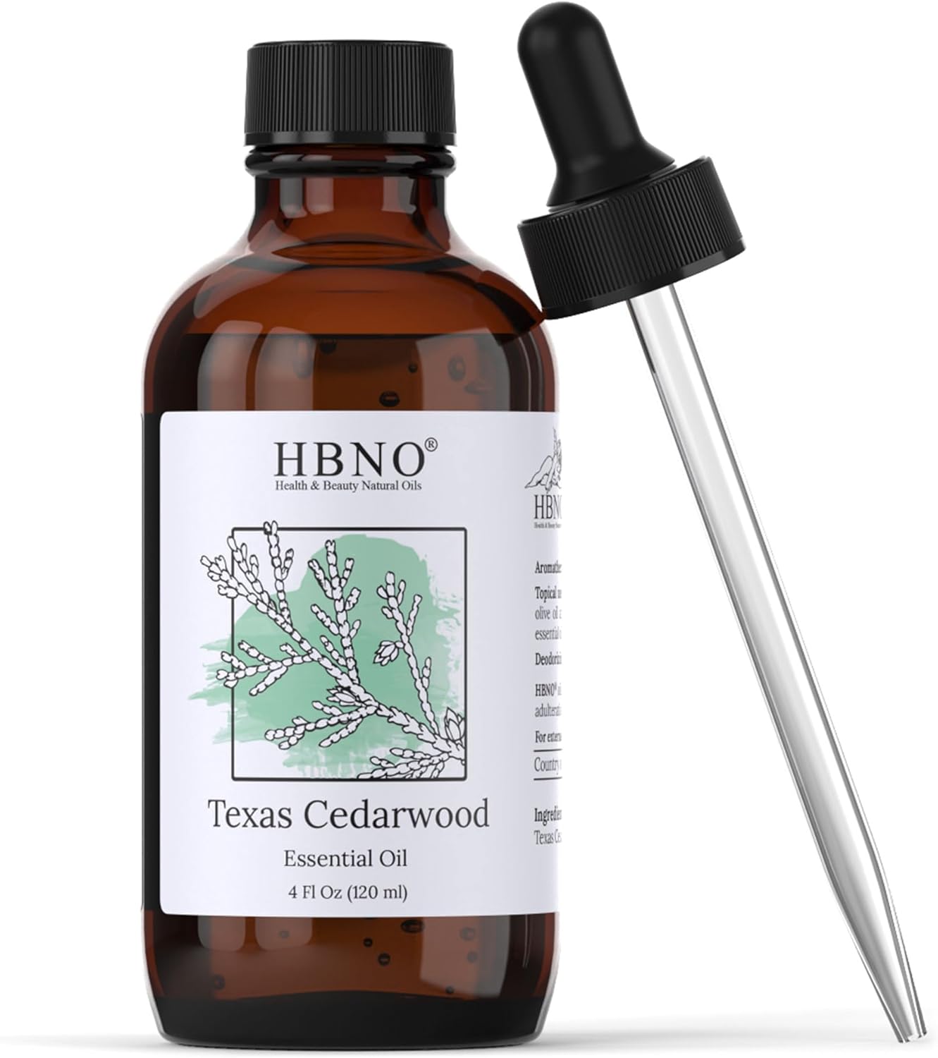 HBNO Aceite esencial de madera de cedro (Texas)  Enorme 4 onzas (4.1 fl oz), aceite de cedro natural, perfecto para limpieza, aromaterapia,
